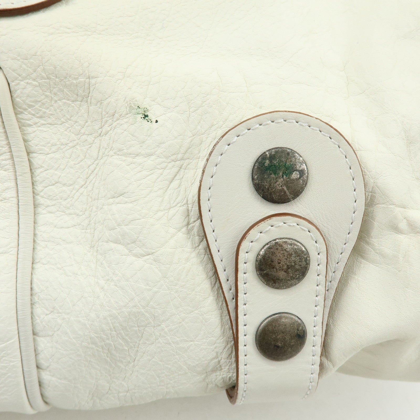 Chloe Silverado Leather Shoulder Bag Boston Bag Hand Bag White