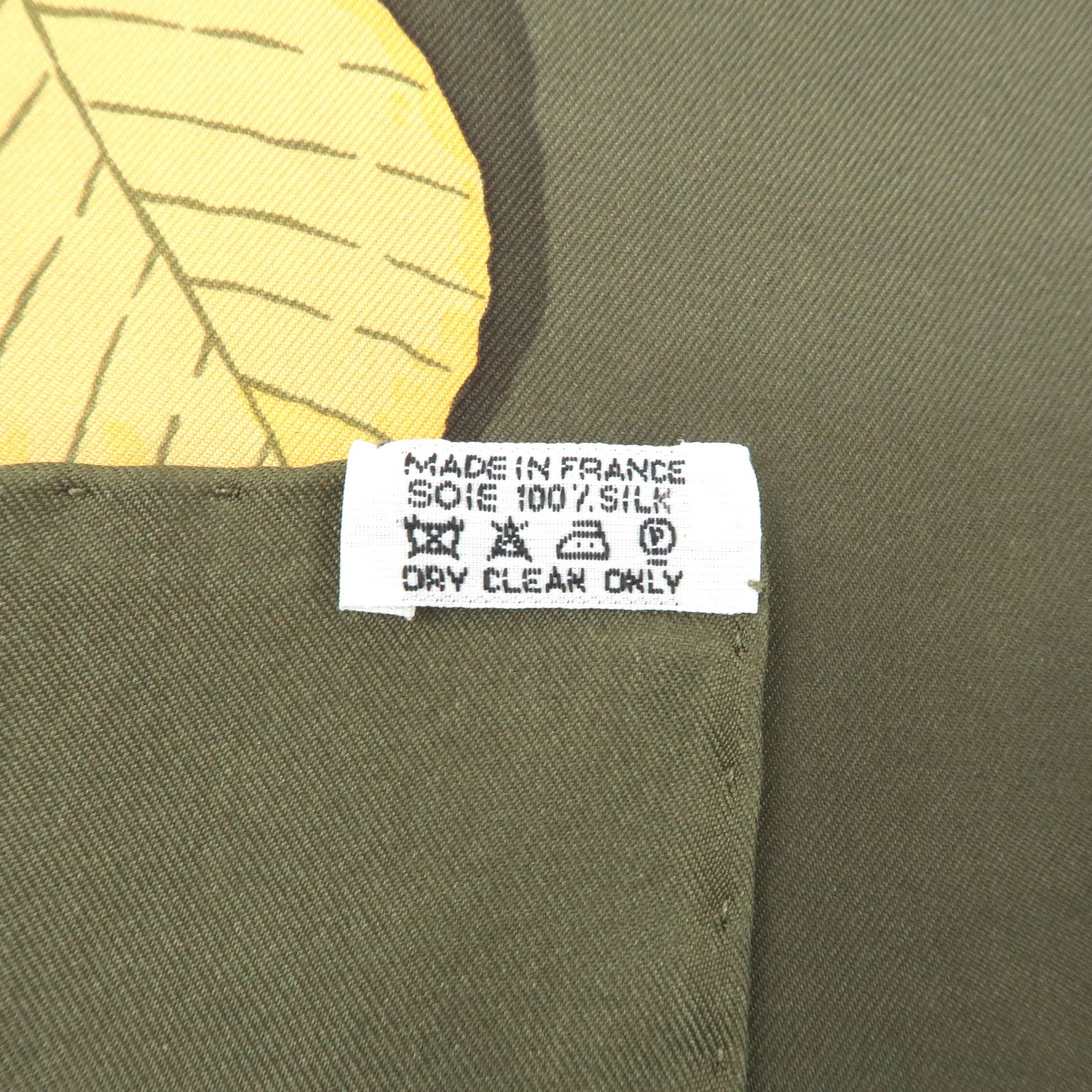 HERMES Carre90 Silk 100% Scarf AU PLUS DRU Khaki Orange Used