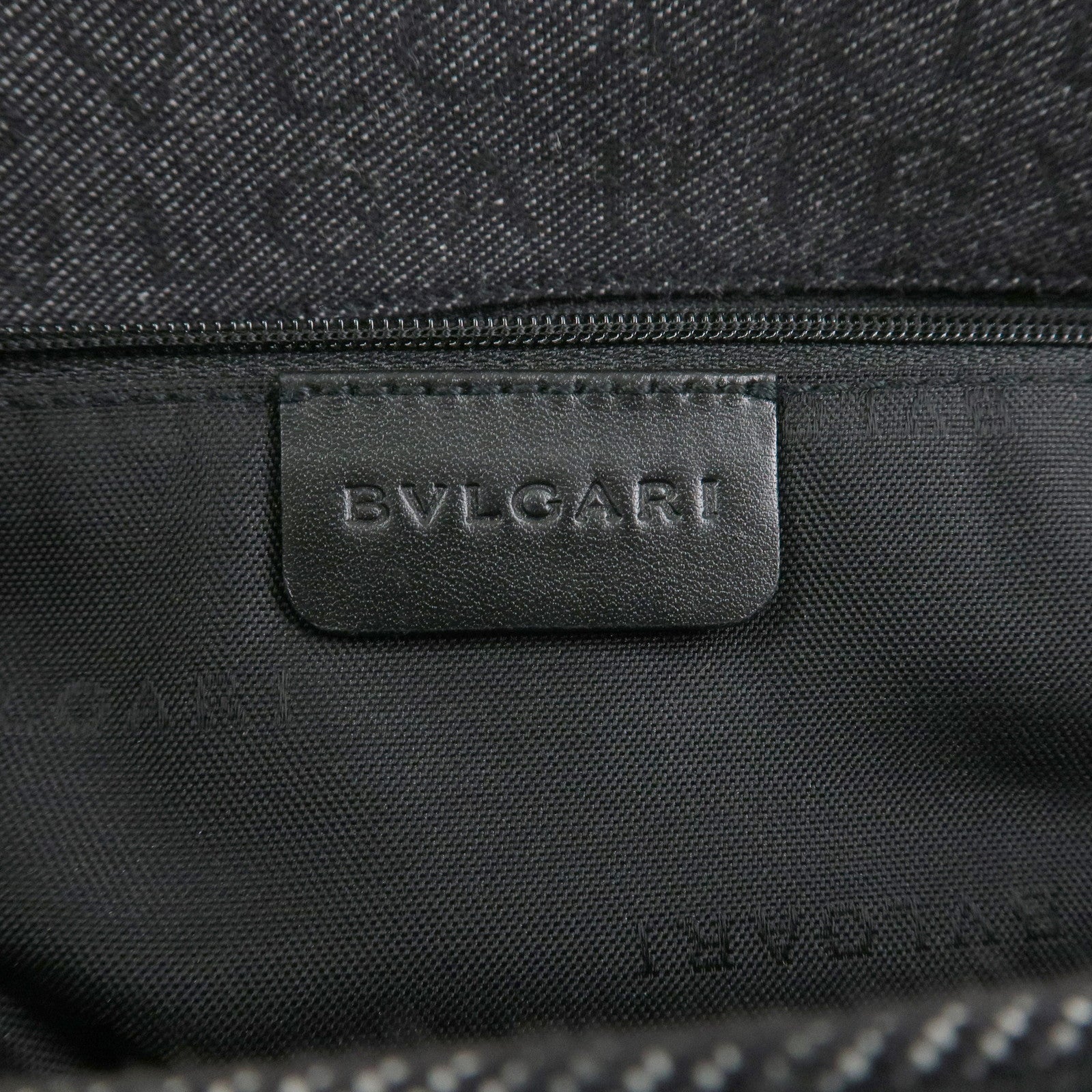 BVLGARI Logo Mania Canvas Leather Tote Bag Hand Bag Black