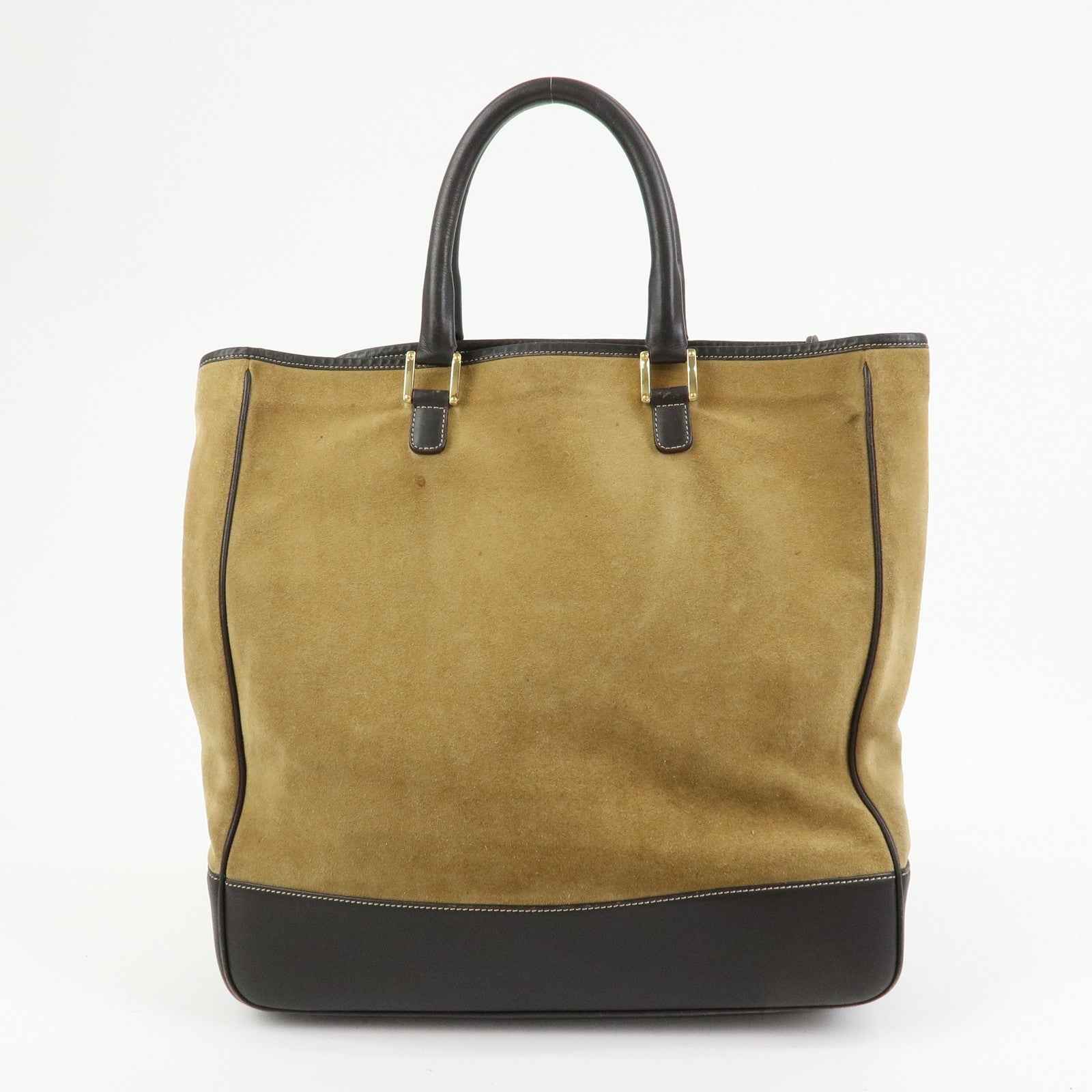 LOEWE Anagram Suede Leather Tote Bag Hand Bag Brown Authentic Used F/S