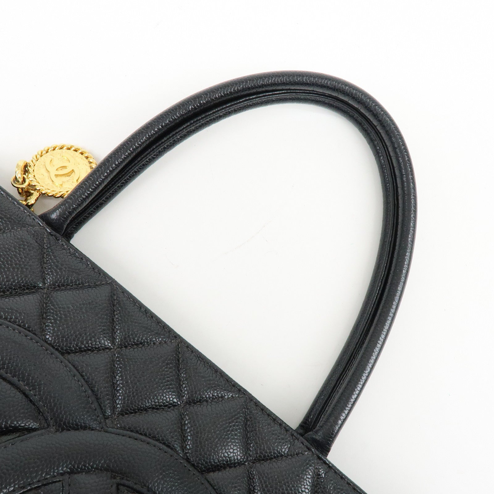 CHANEL Matelasse COCO Mark Medallion Tote Bag Hand Bag Black A01804