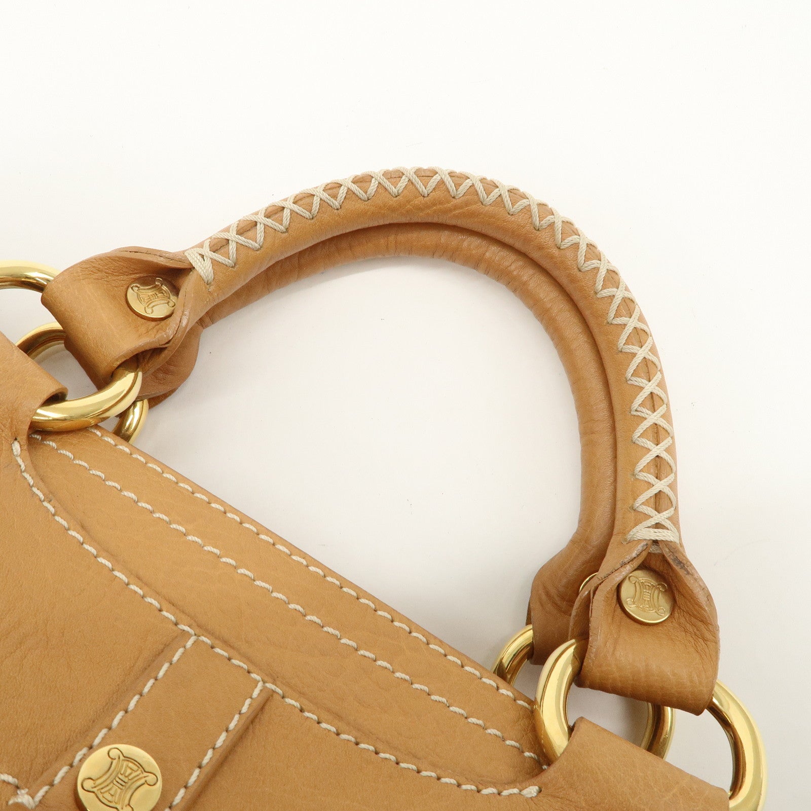 CELINE Leather Boogie Bag Hand Bag Tote Bag Camel