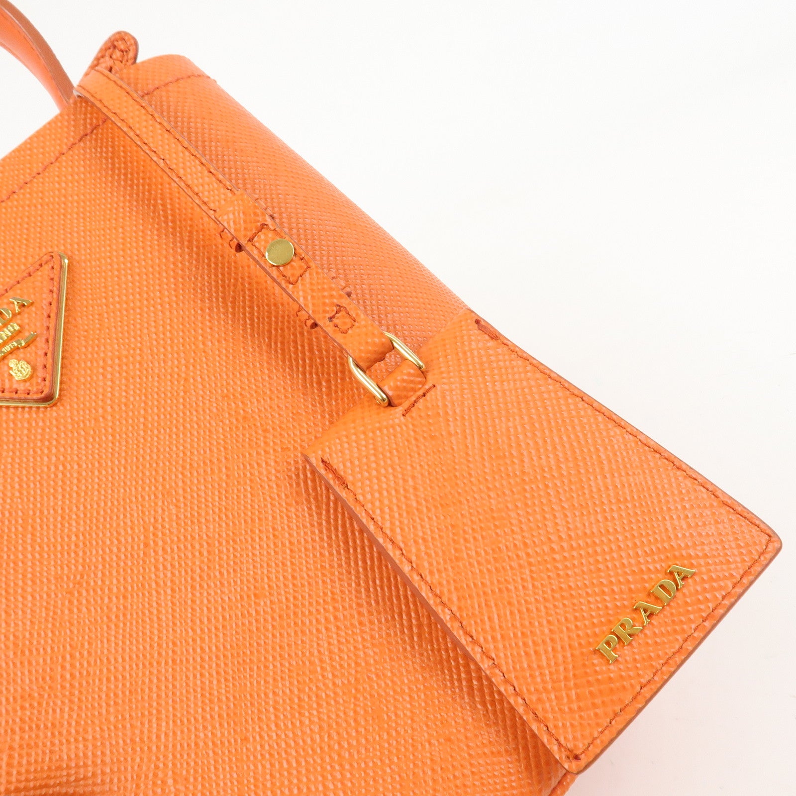 PRADA Panier 2Way Bag Hand Bag Shoulder Bag Orange 1BA217