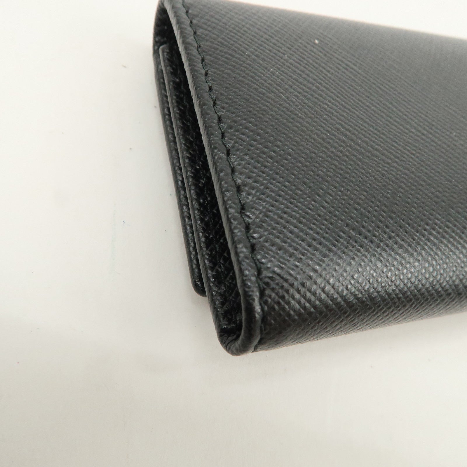 PRADA Triangle Logo Saffiano Leather 6 Rings Key Case Black 2PG222