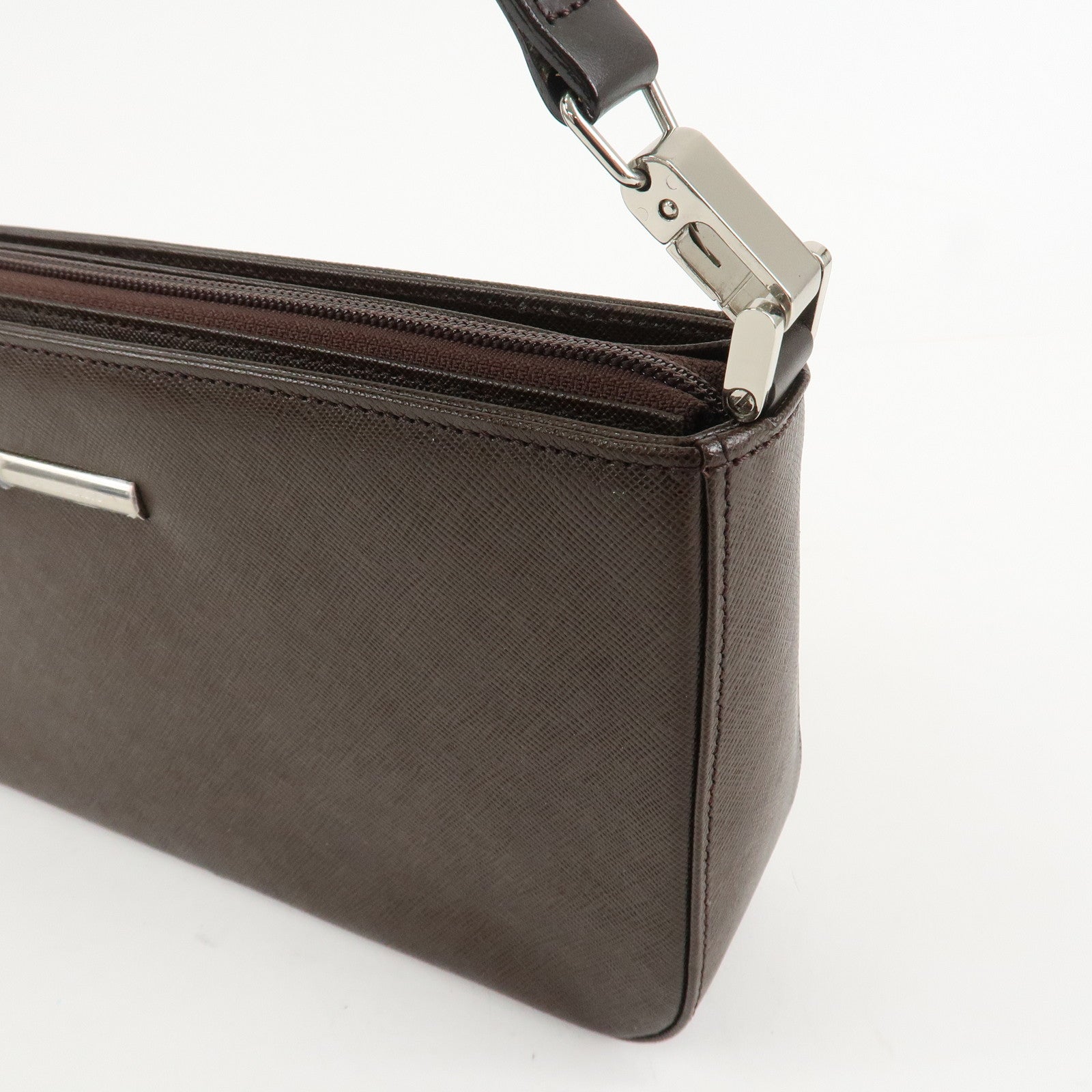 BURBERRY Leather Shoulder Bag Hand Bag Brown Silver HDW Used