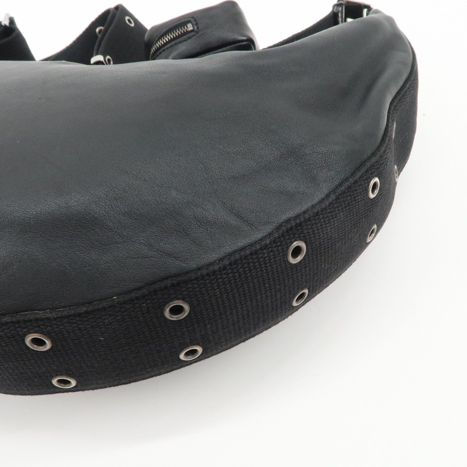 Christian Dior Street Chic Leather Shoulder Bag Black Silver HDW