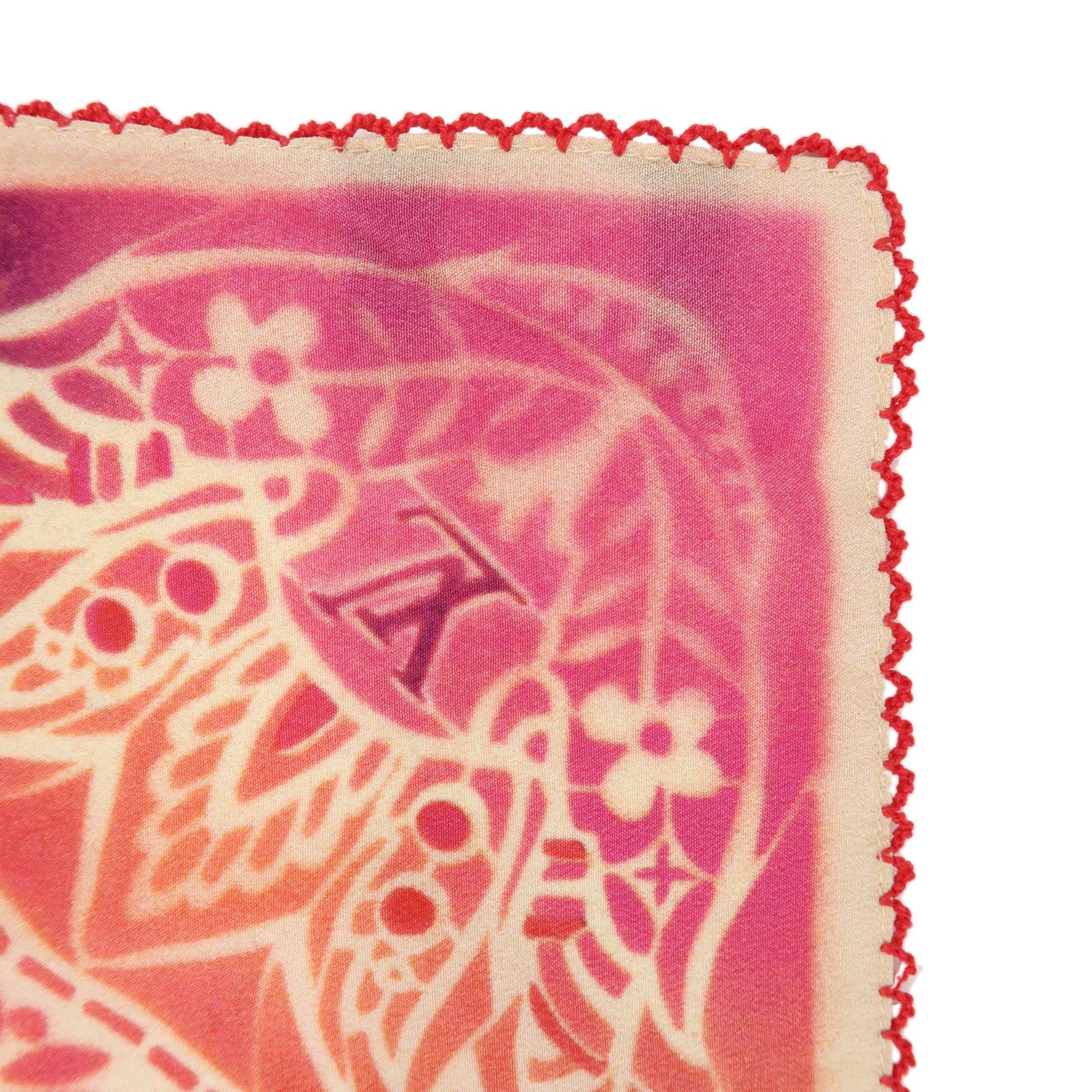 Louis Vuitton Silk 100% Scarf Paisley Design Red Pink M71175