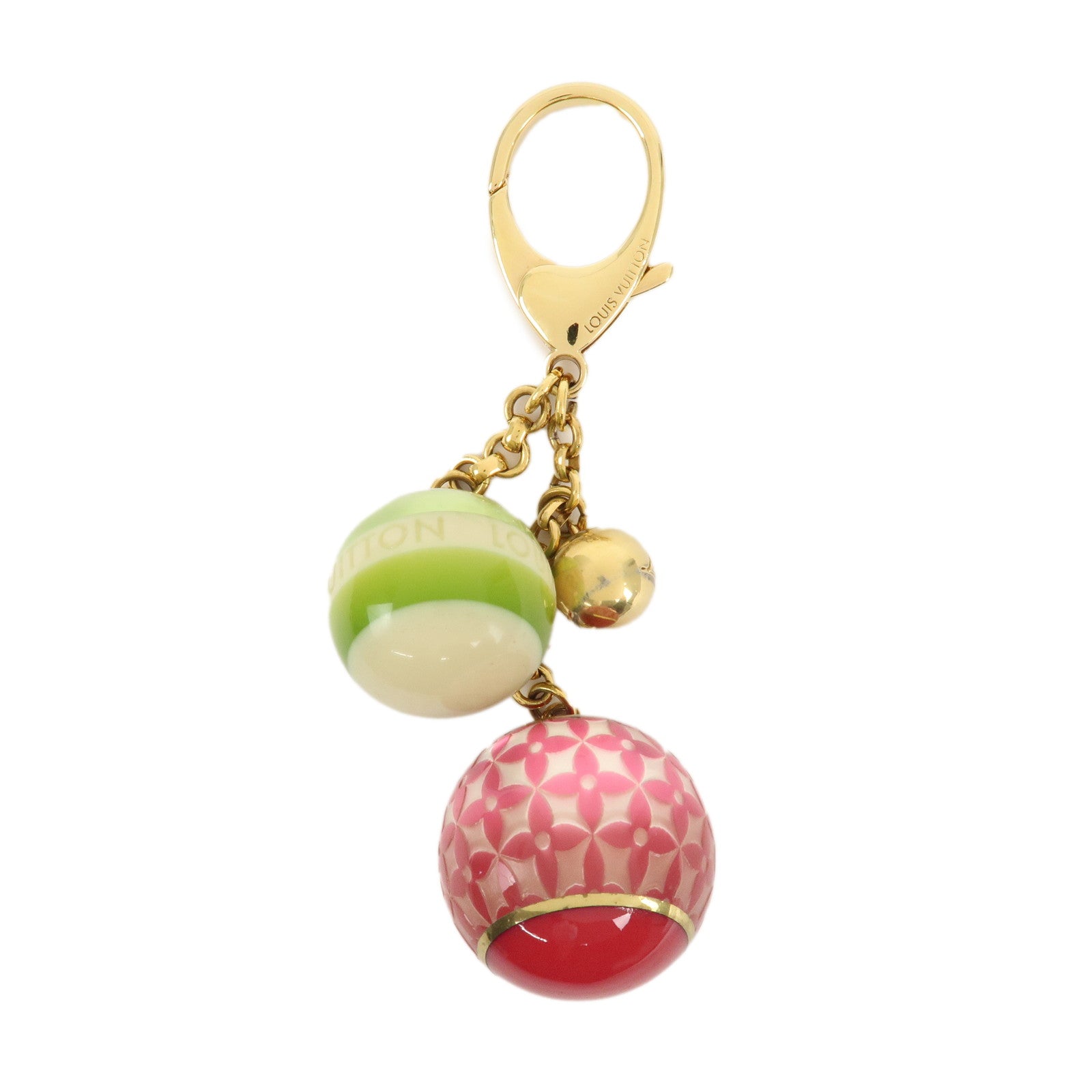 Louis Vuitton Bijoux Sac Mini Lin Bag Charm Pink Green Gold M95507 Used