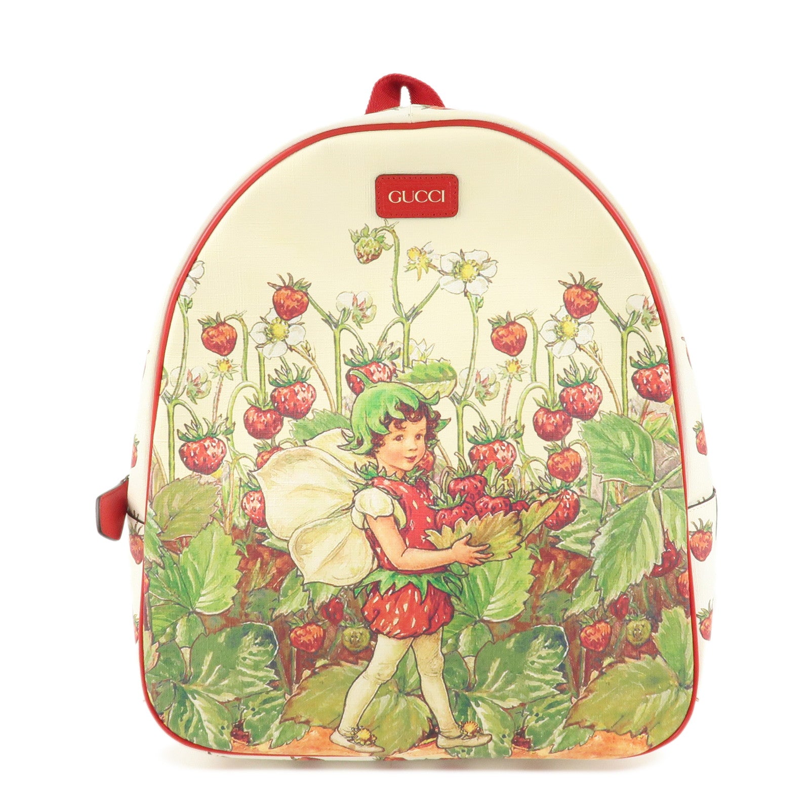 GUCCI Children's PVC Leather Back Pack Beige Red 433578 Used