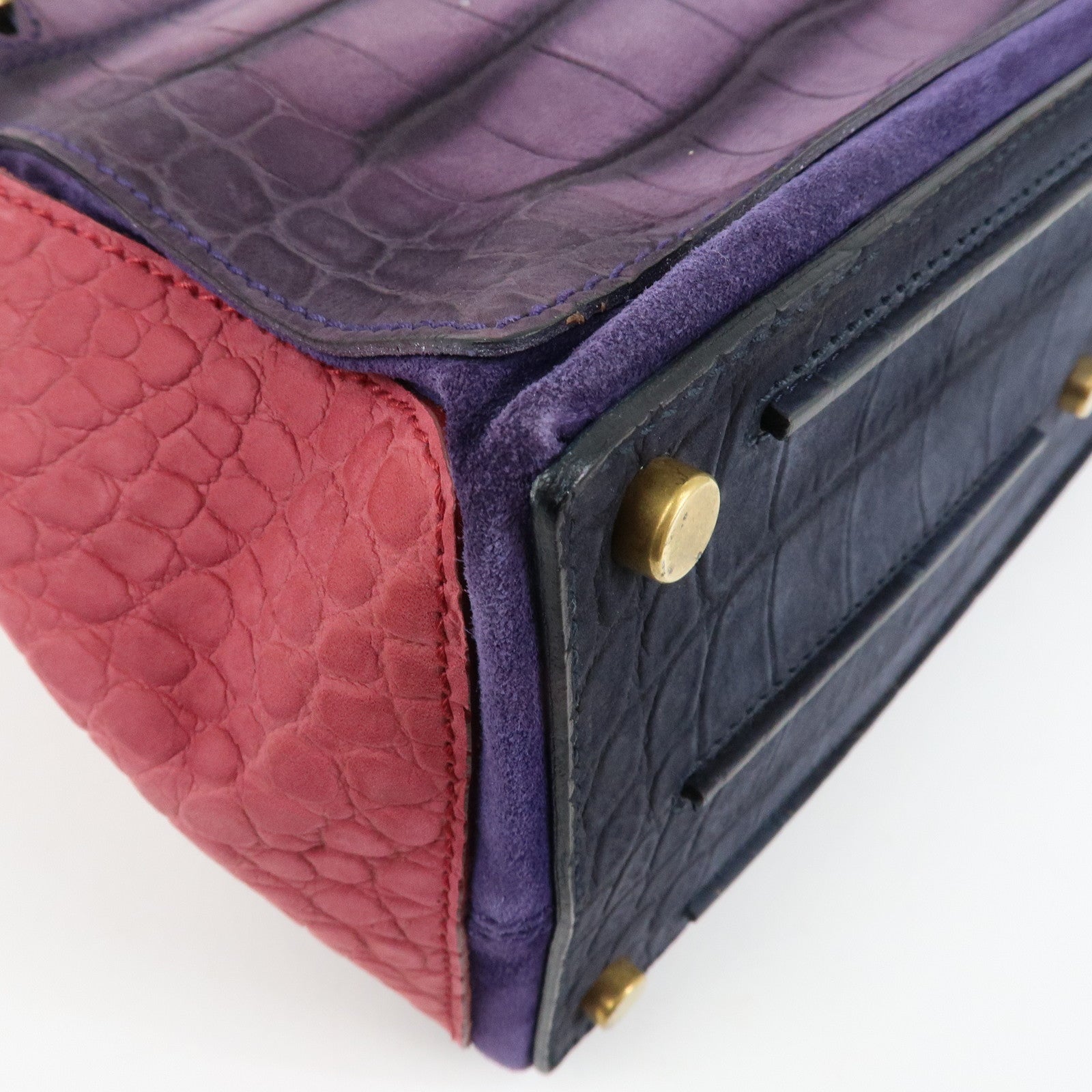 SAINT LAURENT PARIS Muse Two Suede Leather 2way Bag Purple Pink