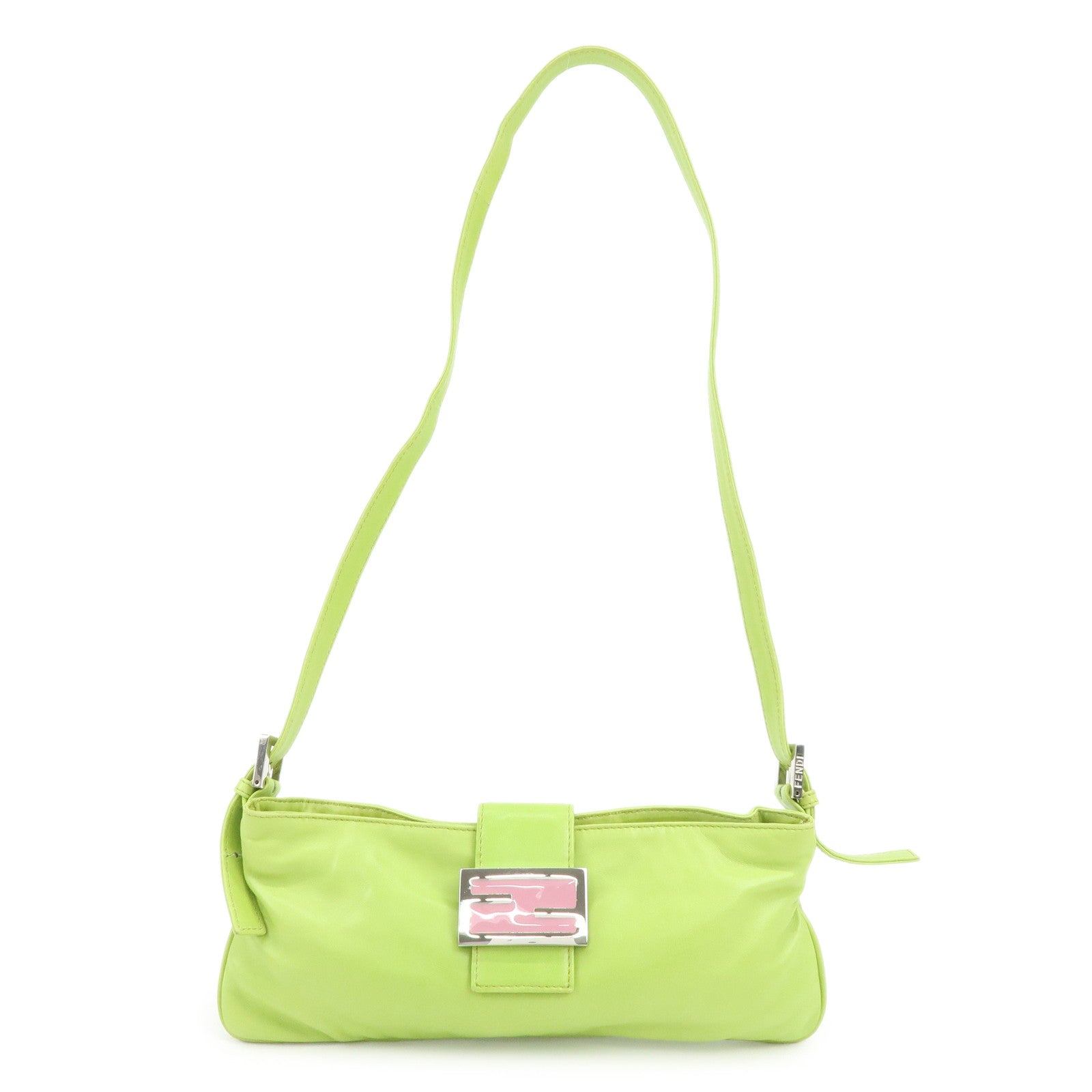 FENDI Leather Shoulder Bag Crossbody Bag Light Green 26685