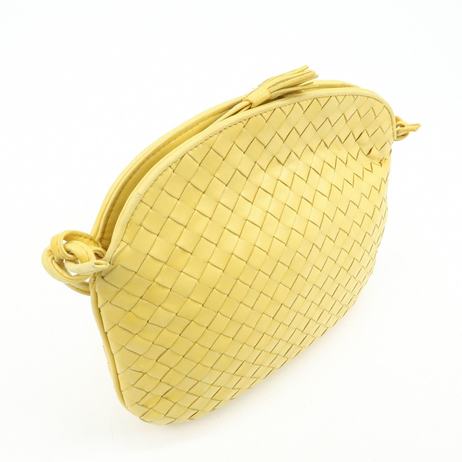 BOTTEGA VENETA Intrecciato Leather Shoulder Crossbody Bag Yellow