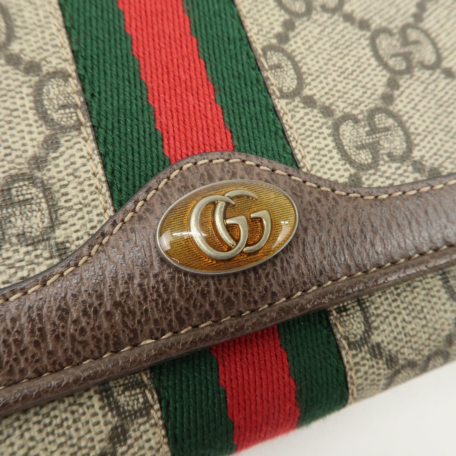 GUCCI Ophidia GG Supreme WOC Chain Wallet Long Wallet Brown 546592