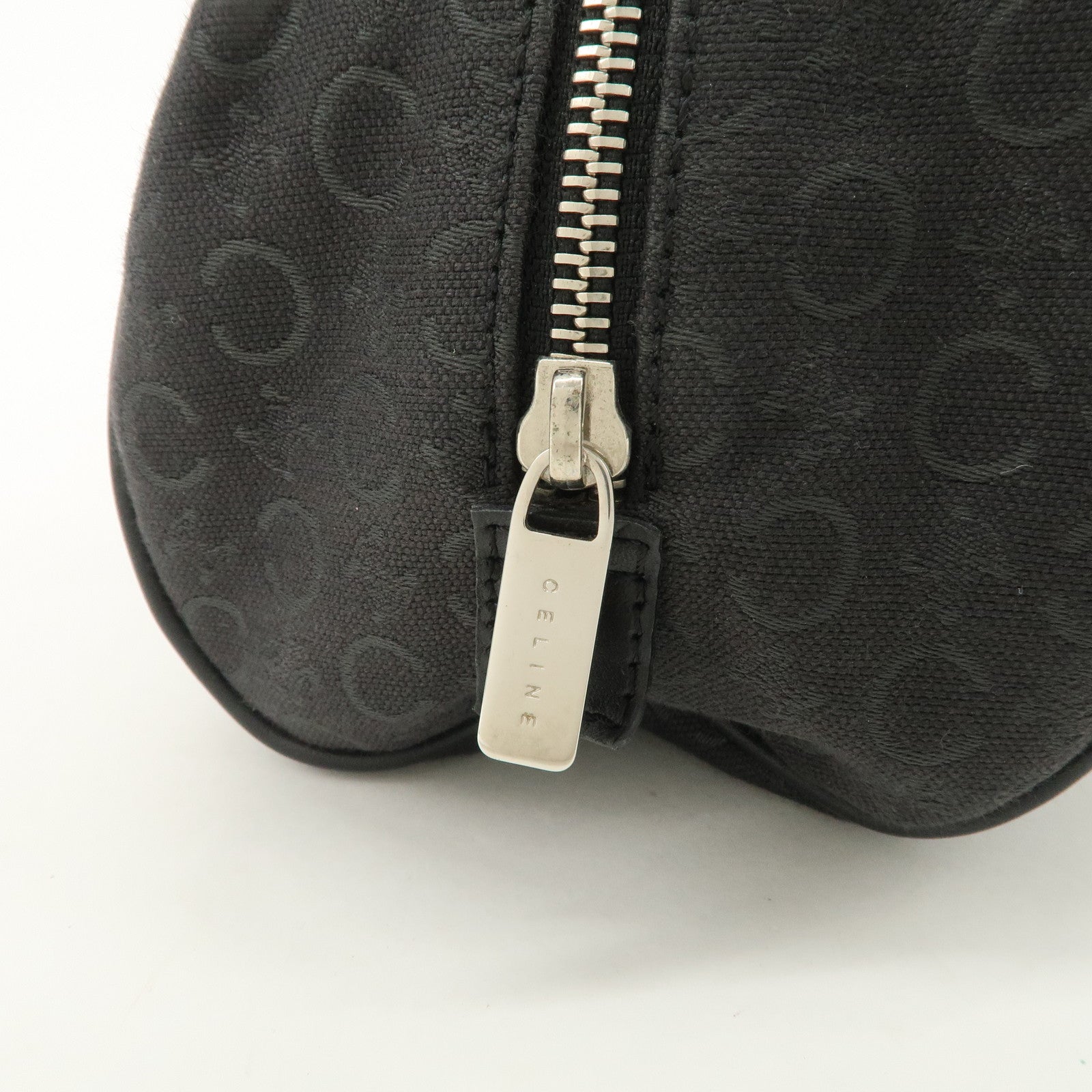CELINE C Macadam Canvas Leather Mini Boston Bag Black