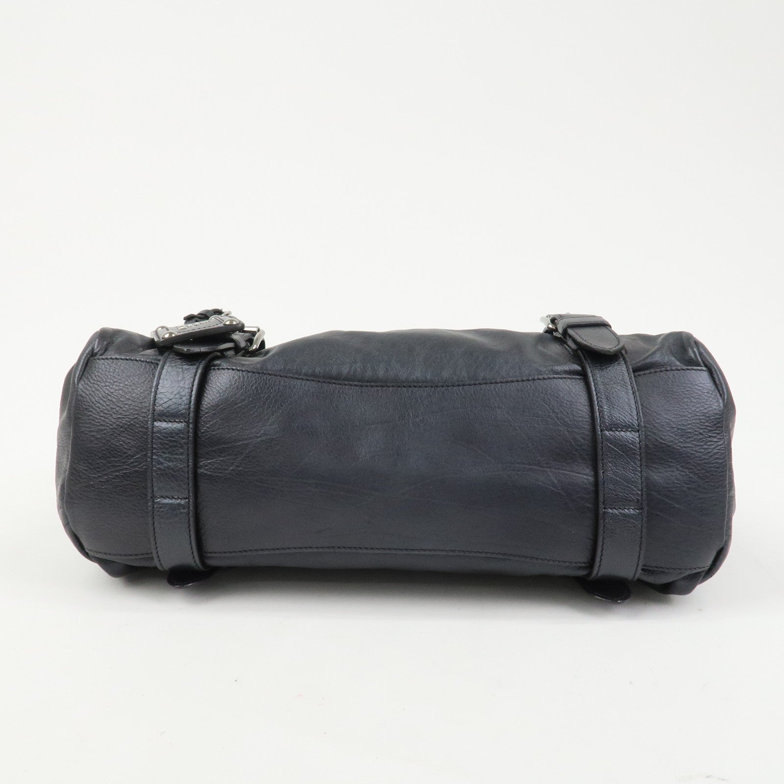 PRADA Logo Leather Shoulder Bag Hand Bag Black BR3901