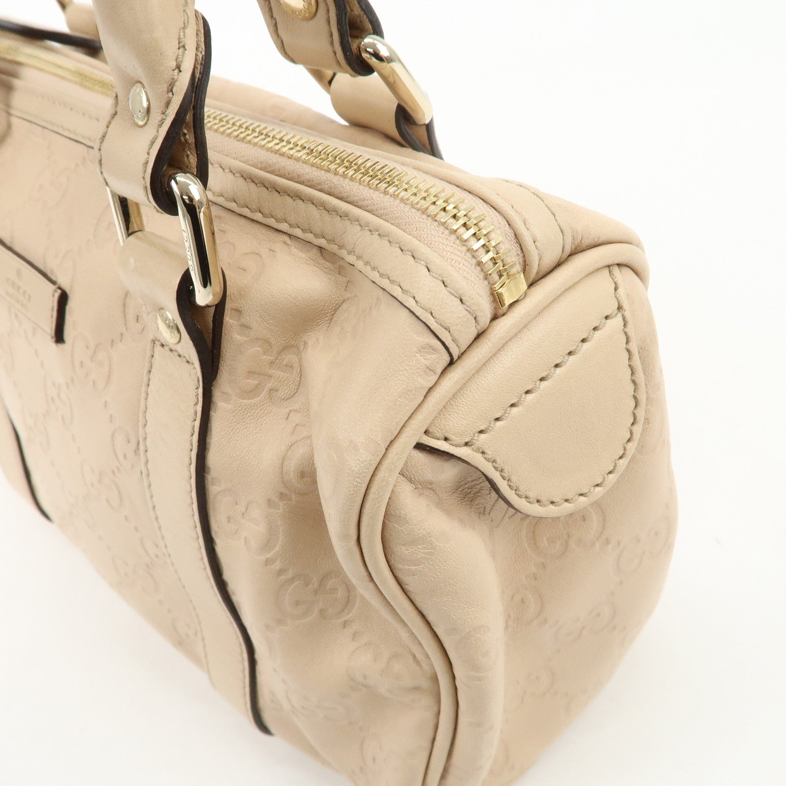 GUCCI Guccissima Leather Mini Boston Bag Pink Beige 193604