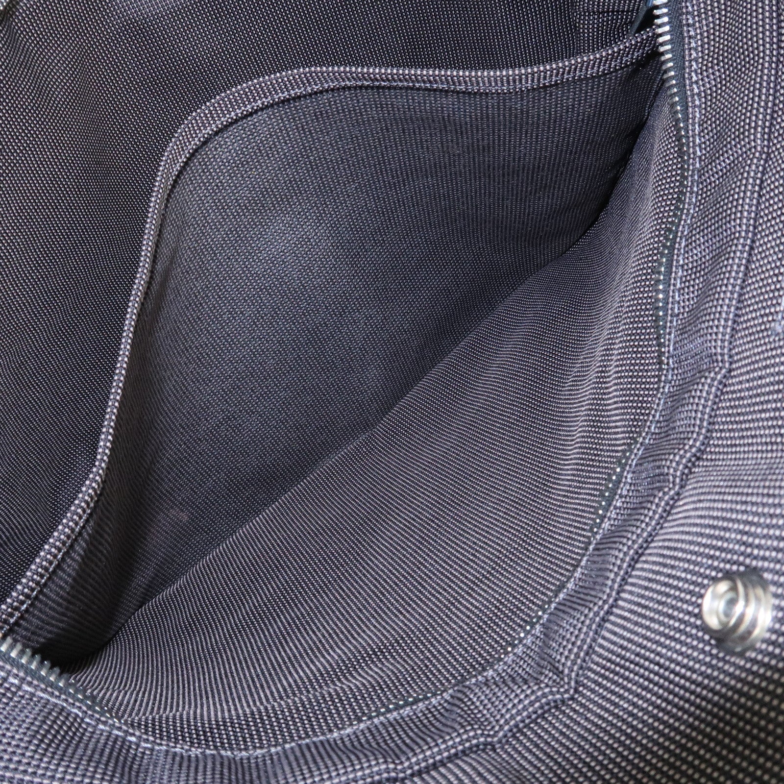 HERMES Herline MM Nylon Canvas Tote Bag Hand Bag Black