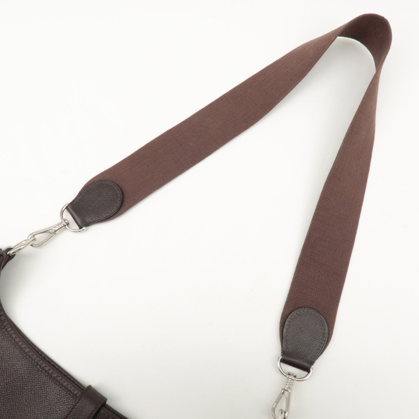 HERMES Evelyn 1GM H Engraved Leather Shoulder Bag Brown Used