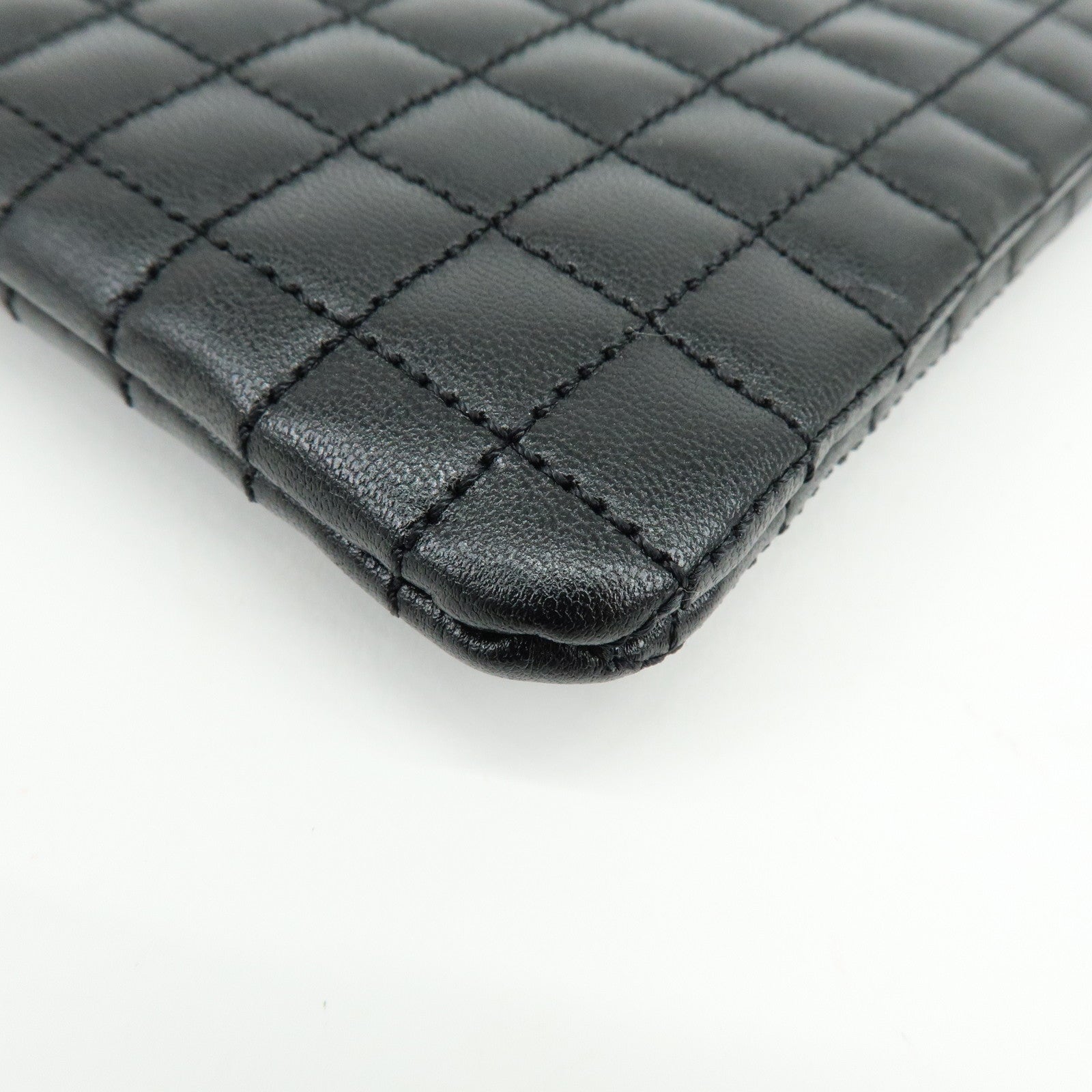 CELINE C Charm Leather Clutch Bag Pouch Black