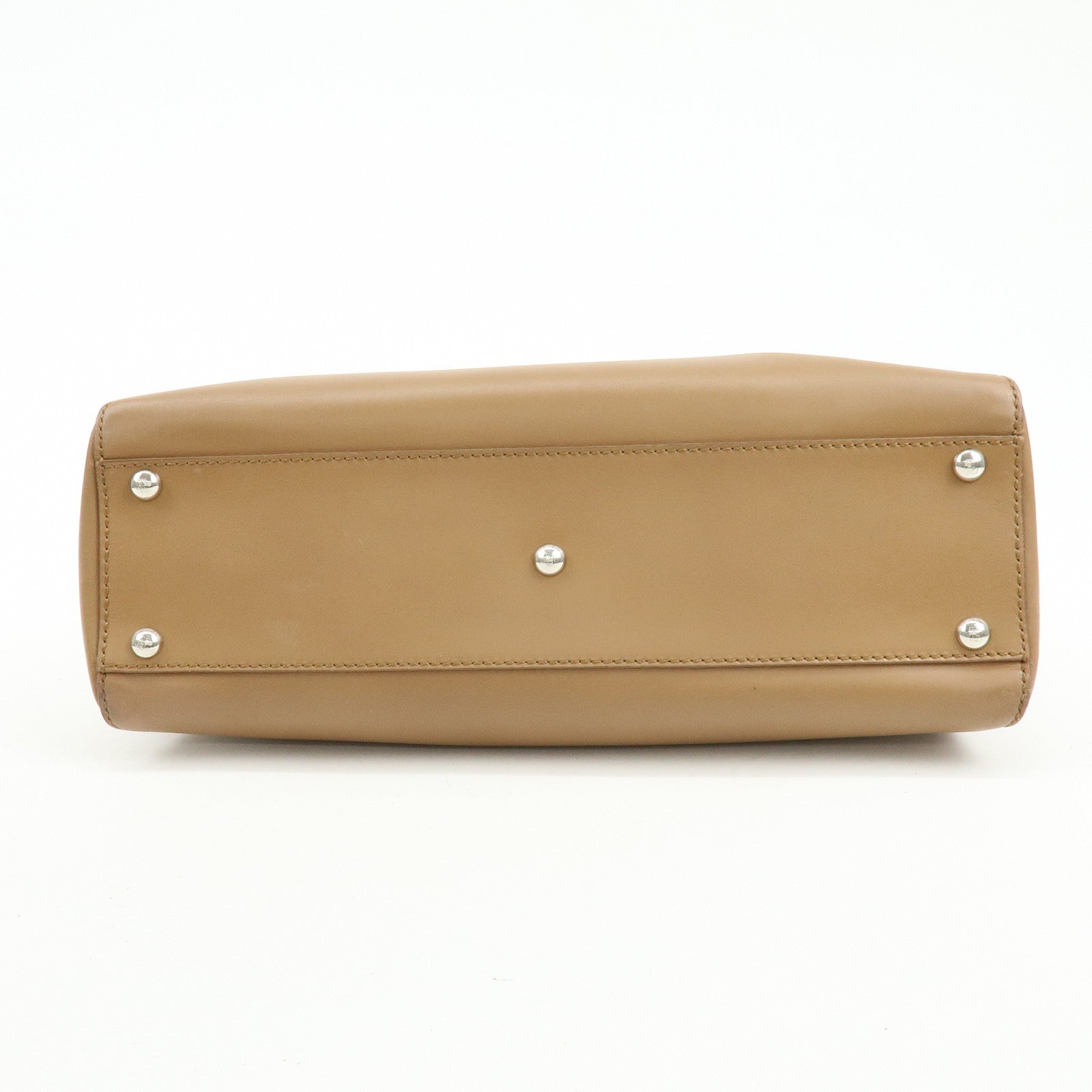 FENDI Peekaboo Leather 2Way Shoulder Bag Hand Bag Camel 8BN226