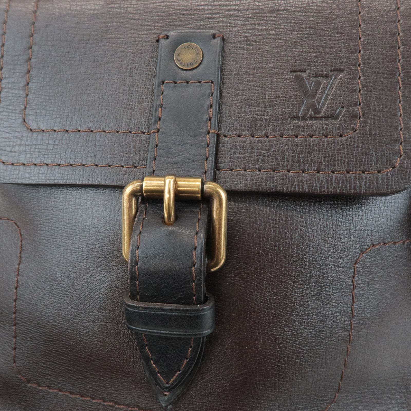 Louis Vuitton Utah Calf Leather Shoulder Bag Crossbody Bag Cafe M92995 Used
