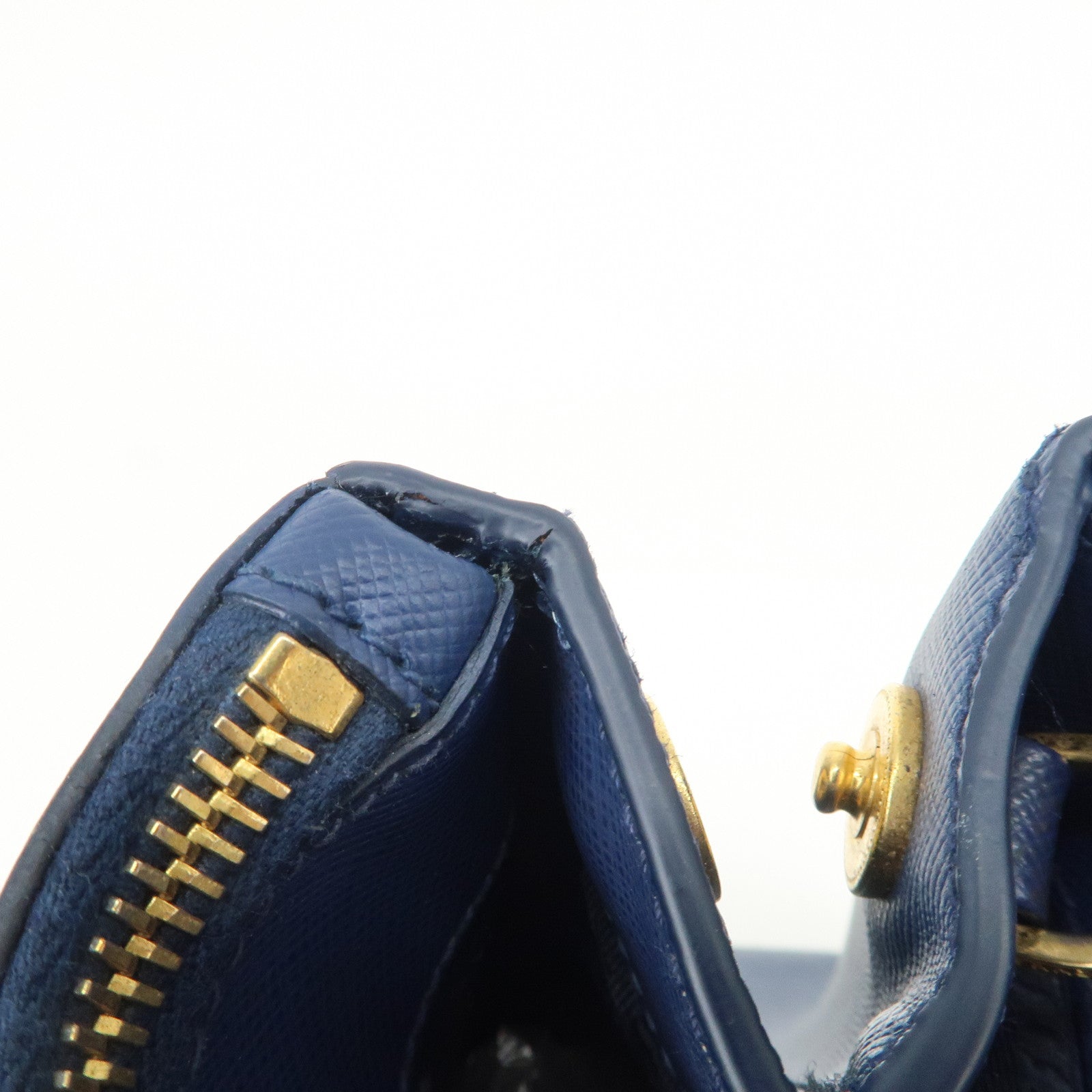 PRADA Triangle Logo Saffiano Leather 2Way Bag Shoulder Bag Blue