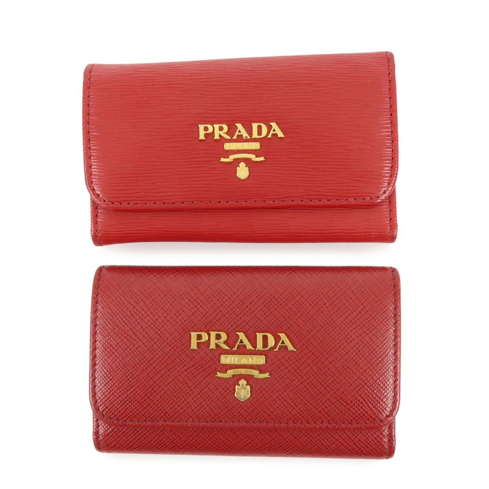 PRADA Set of 2 Saffiano Leather Key Case Red 1PG004/1PG222