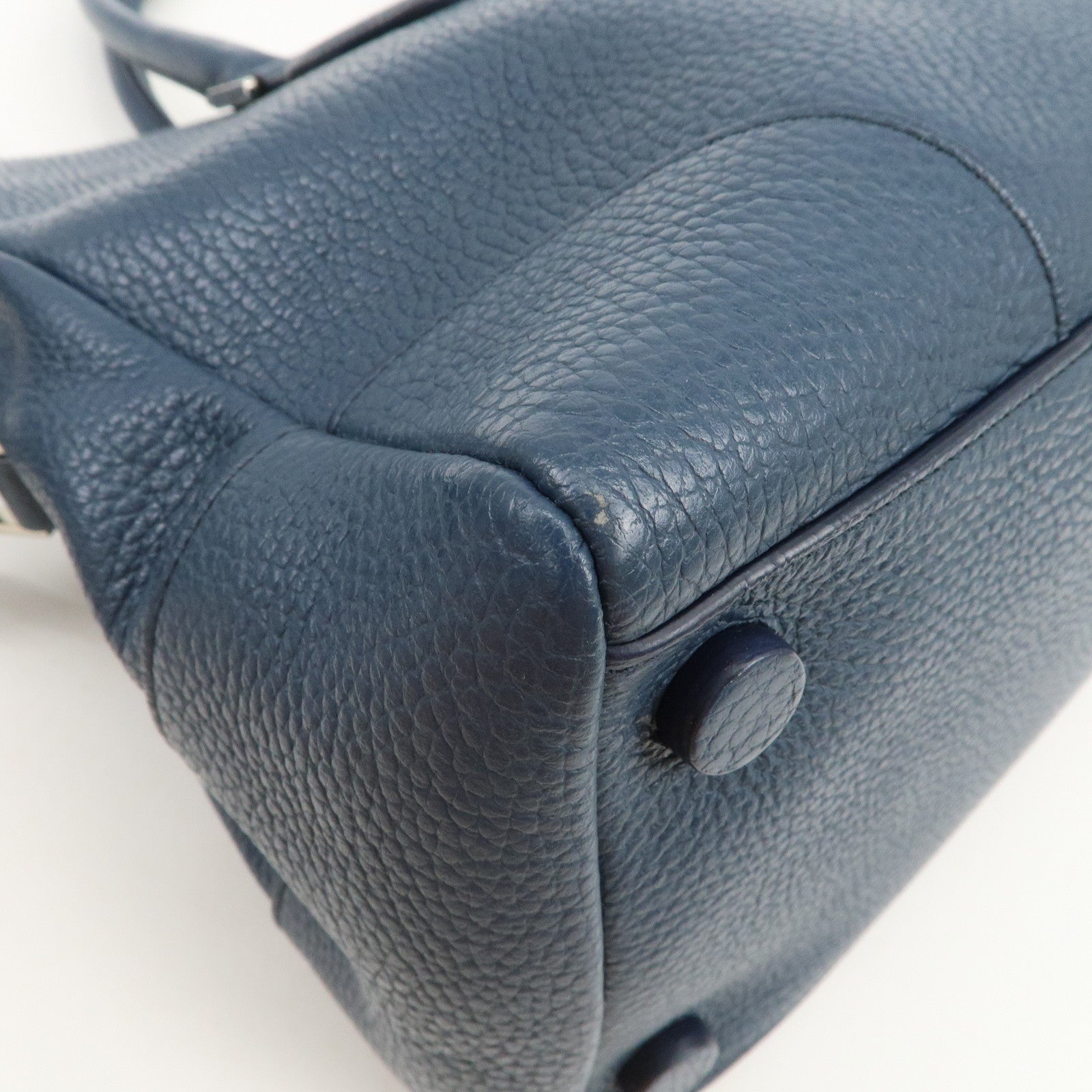 JIL SANDER Logo Leather 2WAY Bag Hand Bag Shoulder Bag Navy