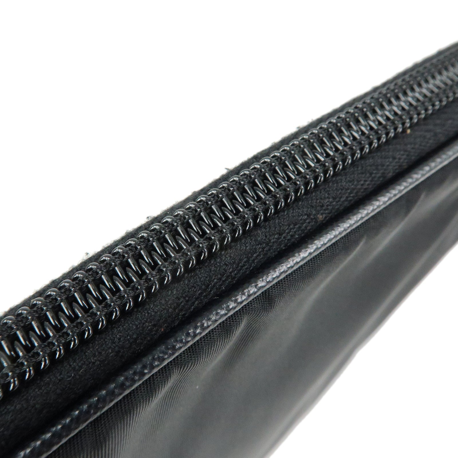 PRADA Triangle Logo Tessuto Nylon Leather Clutch Bag Black 04MA795