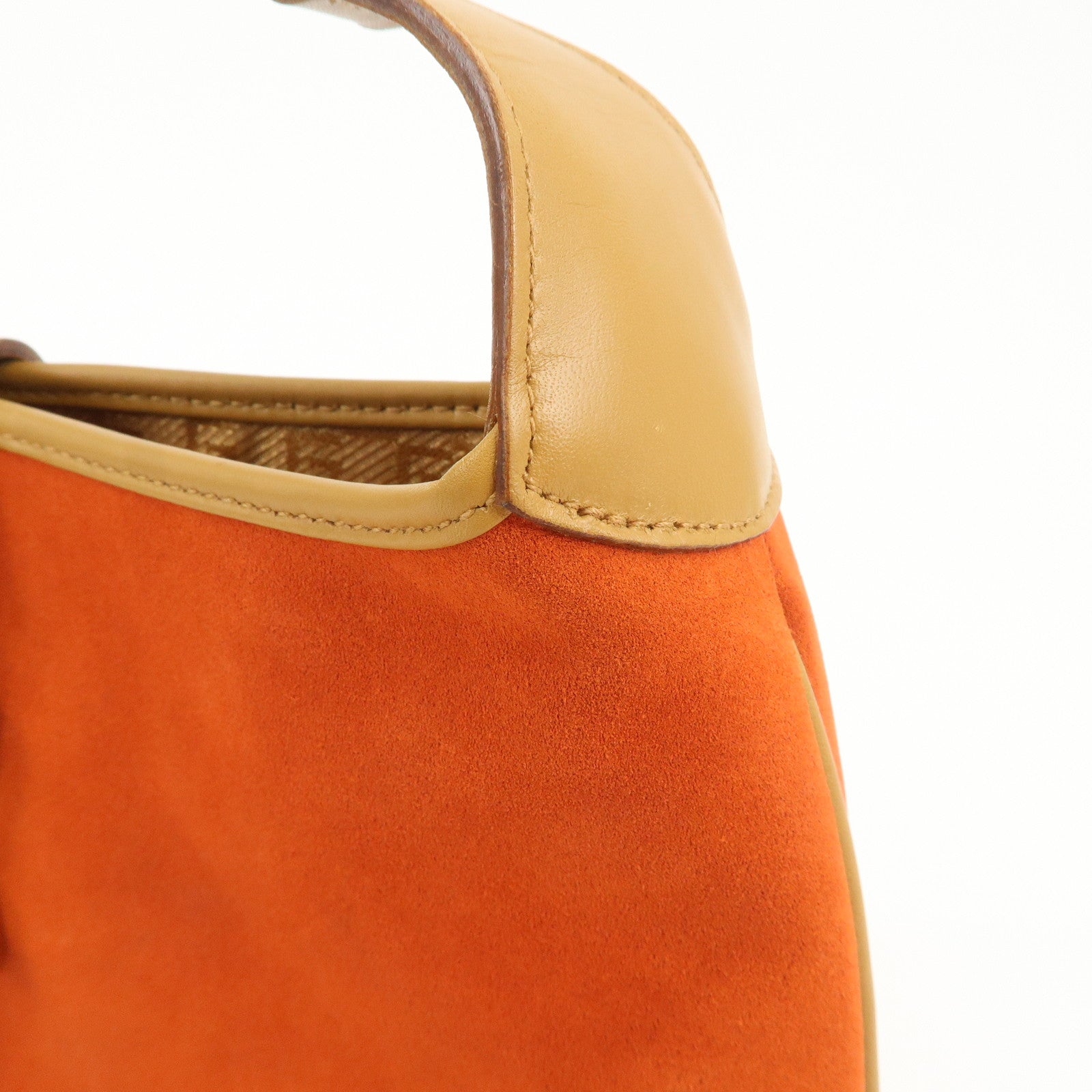 GUCCI Bamboo Suede Leather Shoulder Bag Orange 001・4060・002058