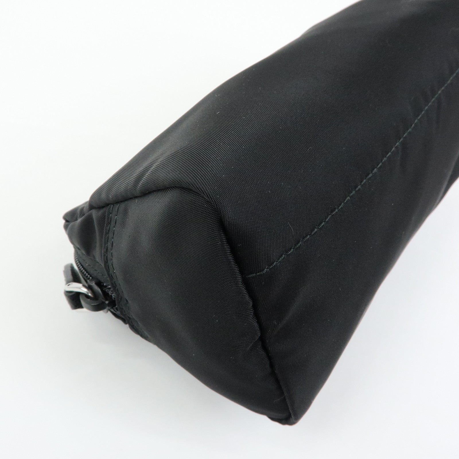 PRADA Triangle Logo Nylon Saffiano Leather Cosmetic Pouch 1NA693