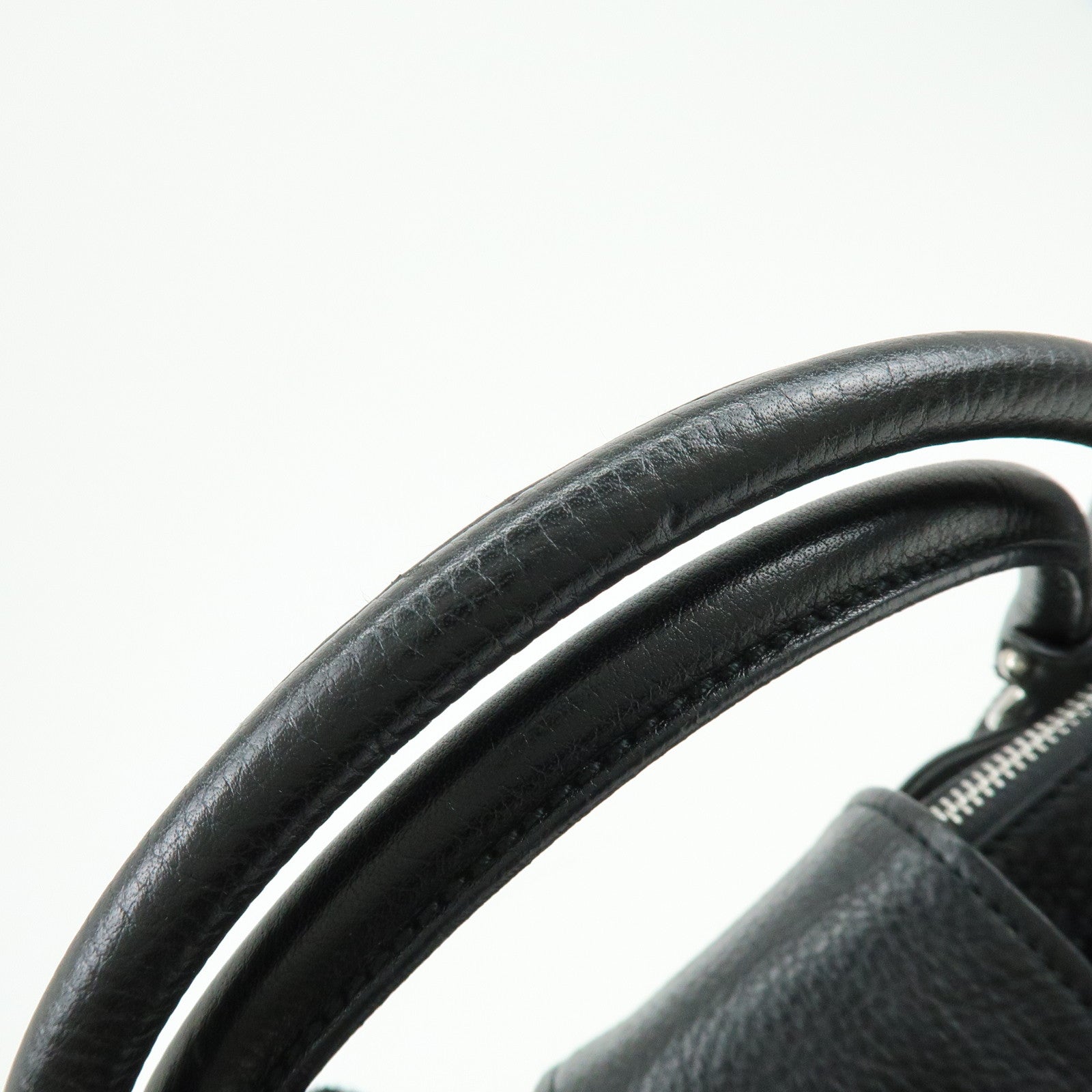 Ferragamo Gancini Leather 2Way Bag Hand Bag Shoulder Bag Black