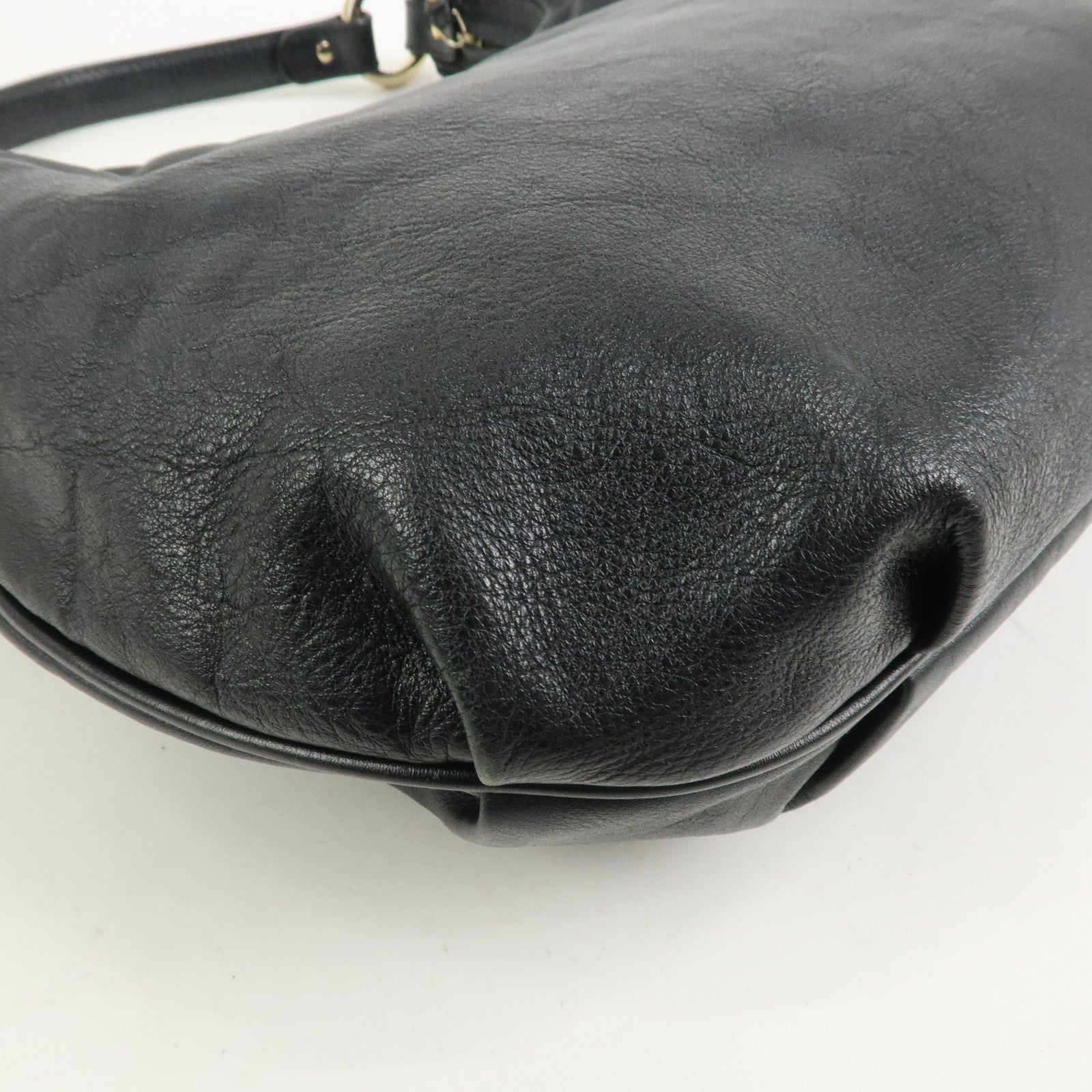 FENDI Leather Shoulder Bag Hand Bag Black 8BR340