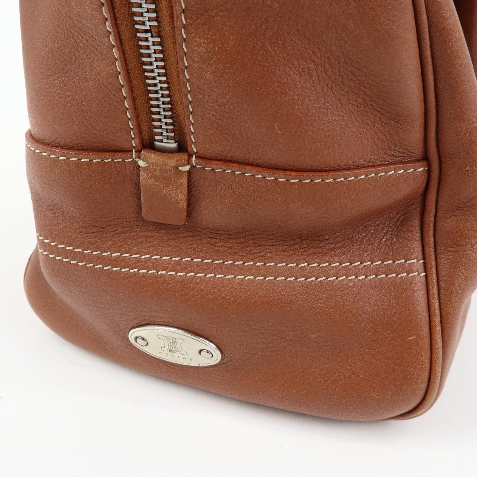 CELINE Boogie Bag Leather Hand Bag Tote Bag Brown