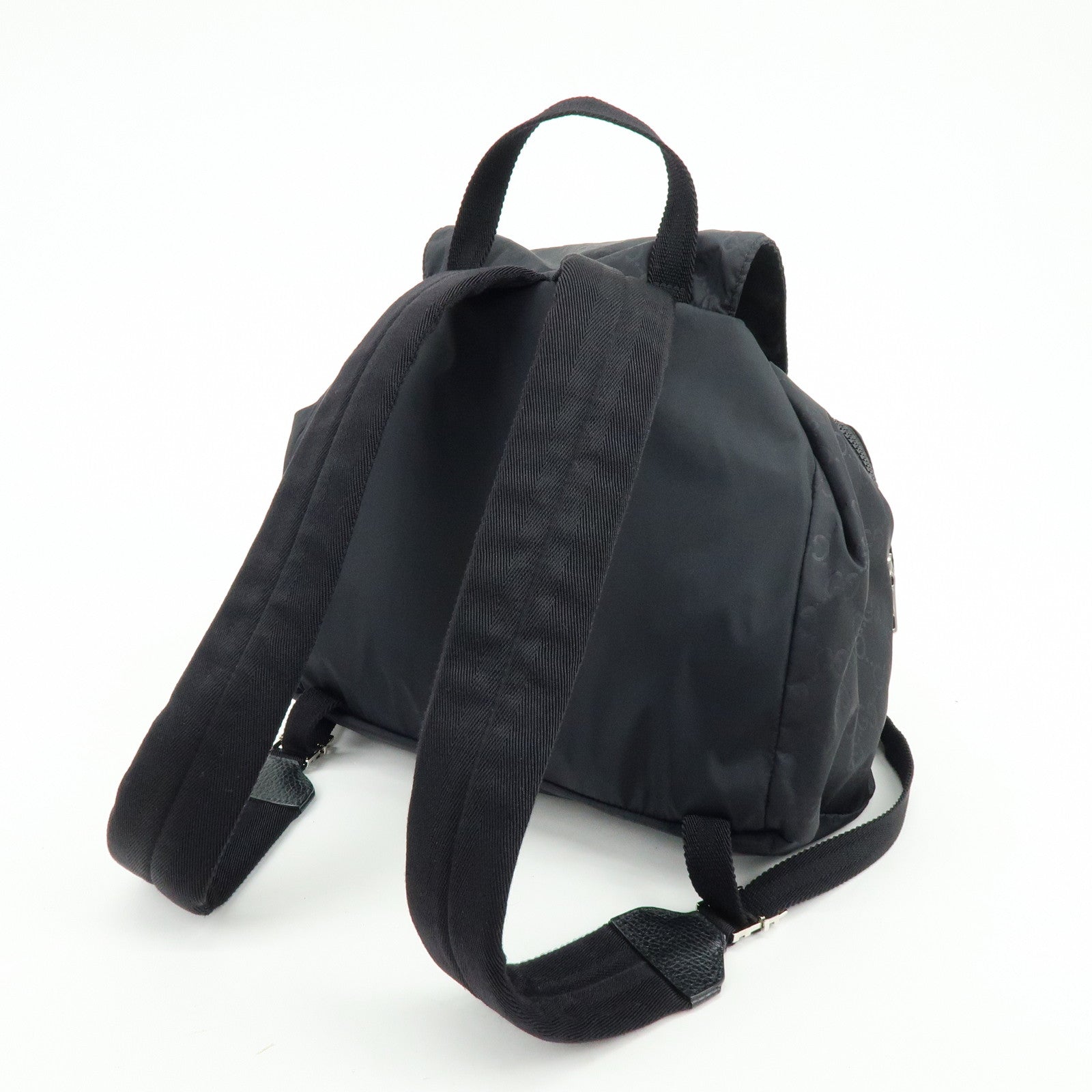 GUCCI GG Nylon Leather Backpack Ruck Sack Black 406361