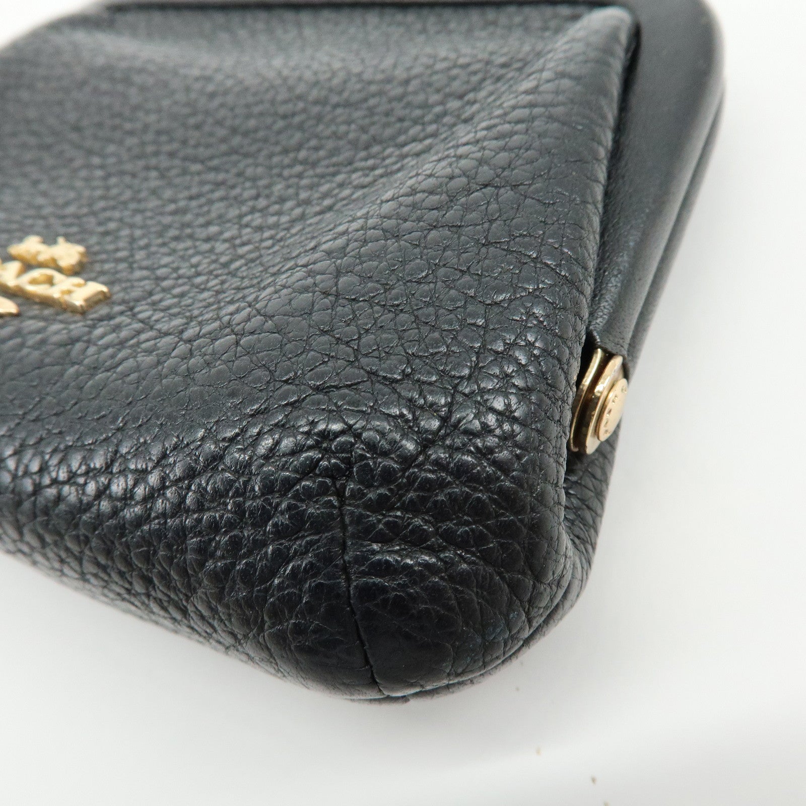 COACH Poppy Set of 2 PVC Leather Coin Purse Pouch Beige Gold Black