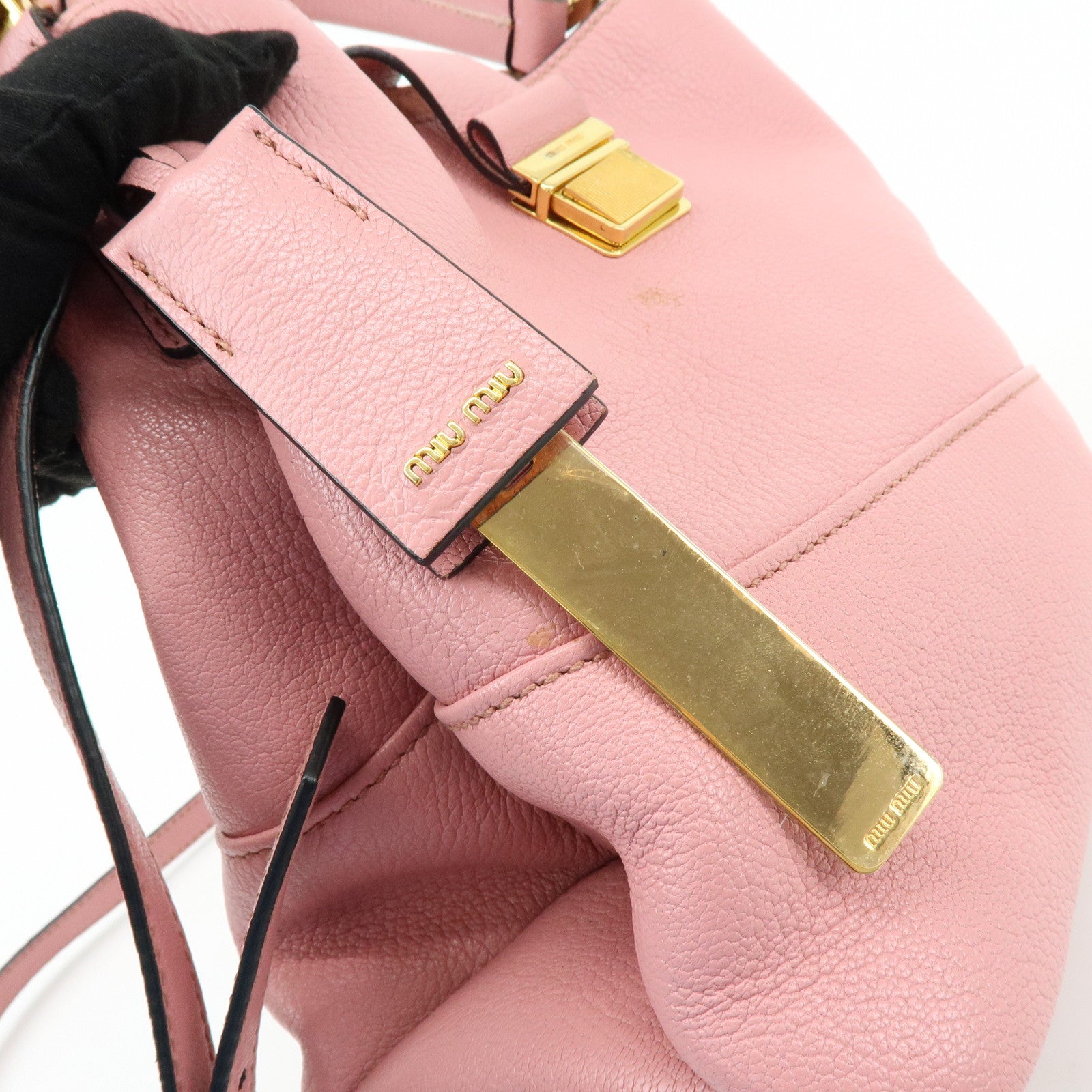 MIU MIU Madras Leather 2Way Bag Hand Bag Shoulder Bag Pink RR1951