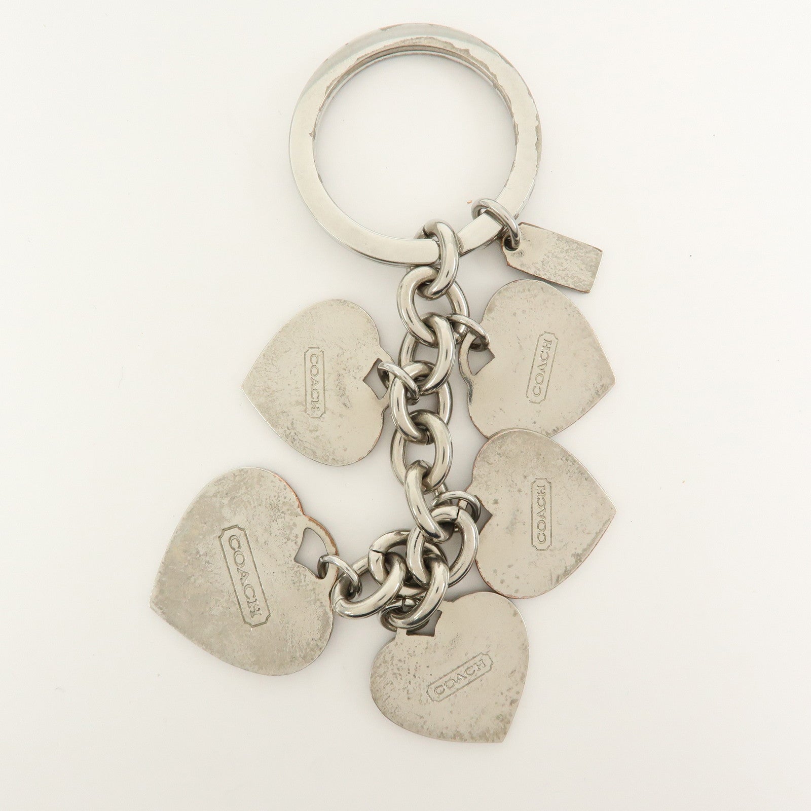COACH Set of 2 Signature Metal Bag Charm Key Holder Multicolor