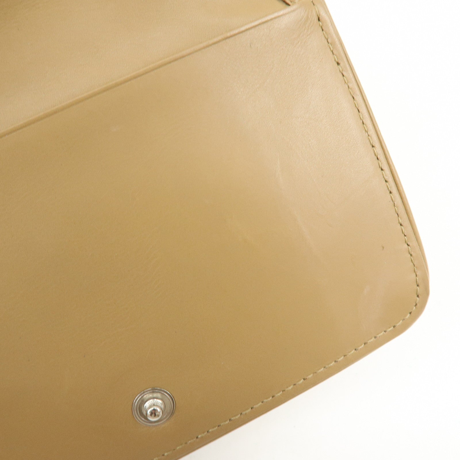 PRADA Logo Nylon Leather Compact Trifold Wallet Beige 1M0170