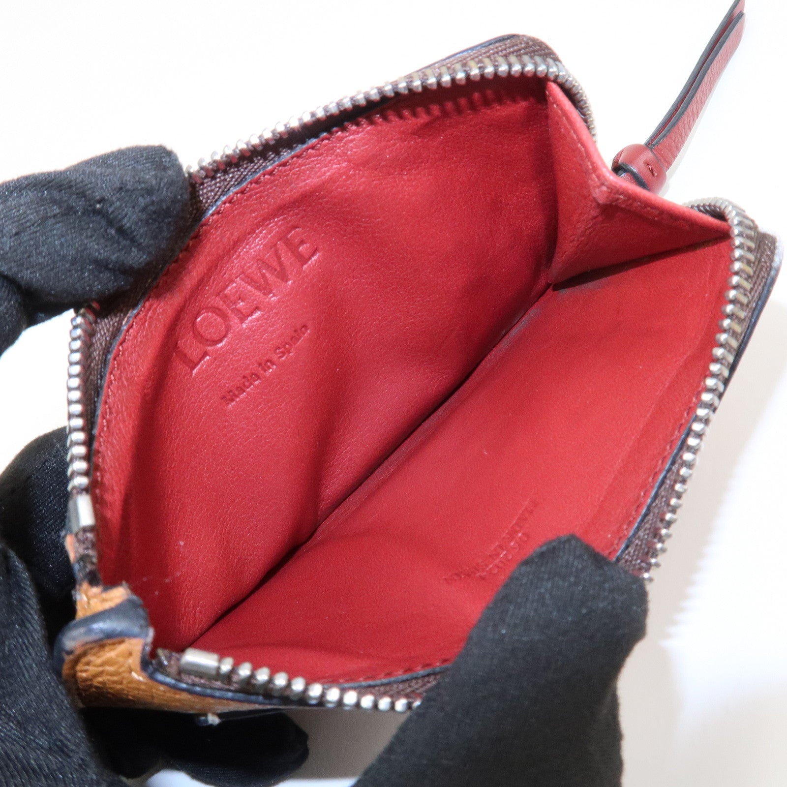 LOEWE Anagram Leather Fragment Card Case Brown