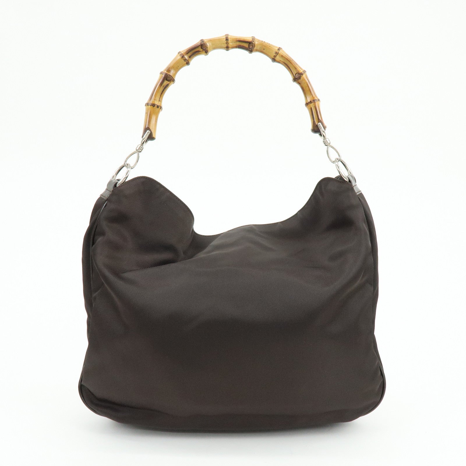 GUCCI Bamboo Nylon Leather 2Way Bag Hand Bag Shoulder Bag 001・2852