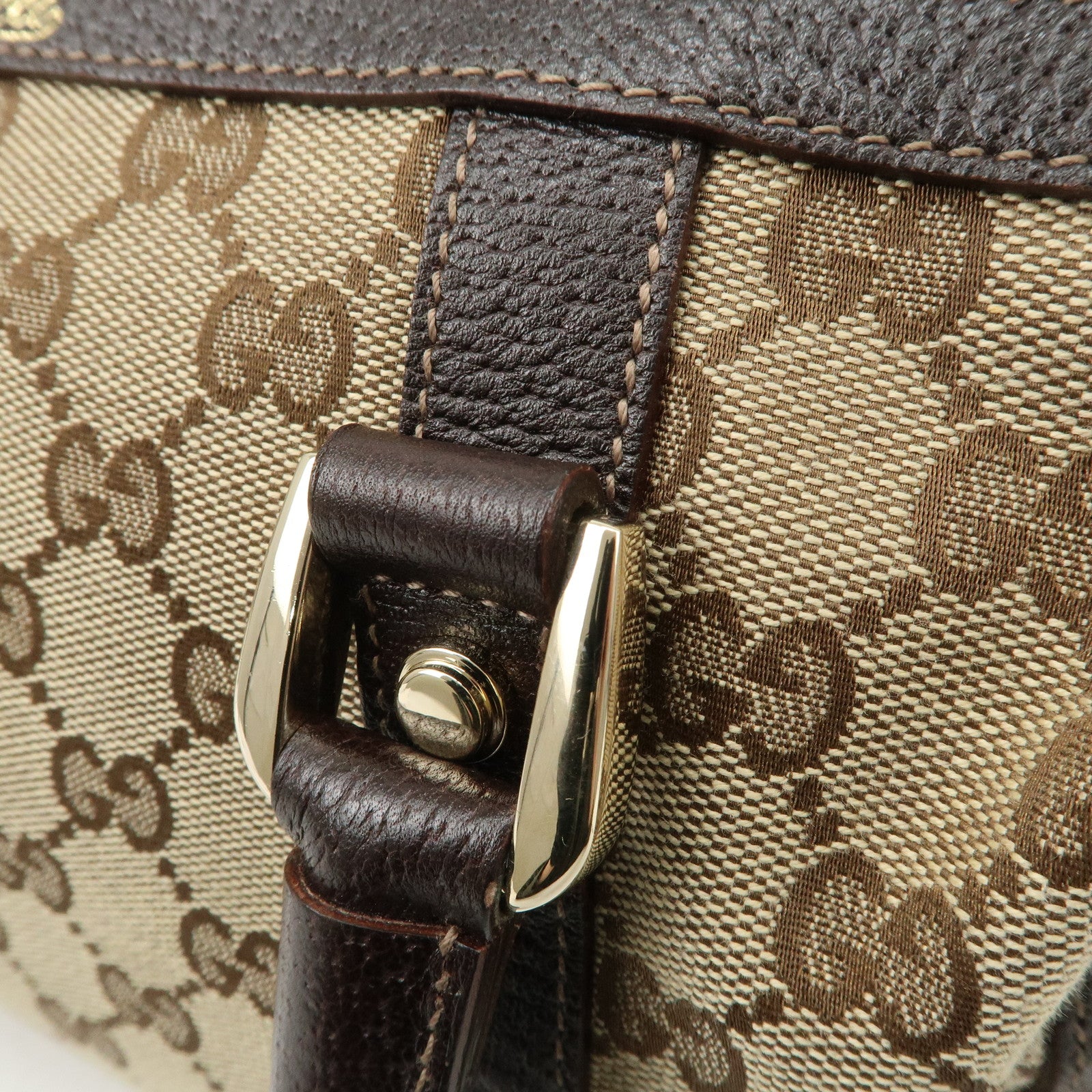 GUCCI Abbey GG Canvas Leather Mini Boston Bag Beige Brown 130942 Used