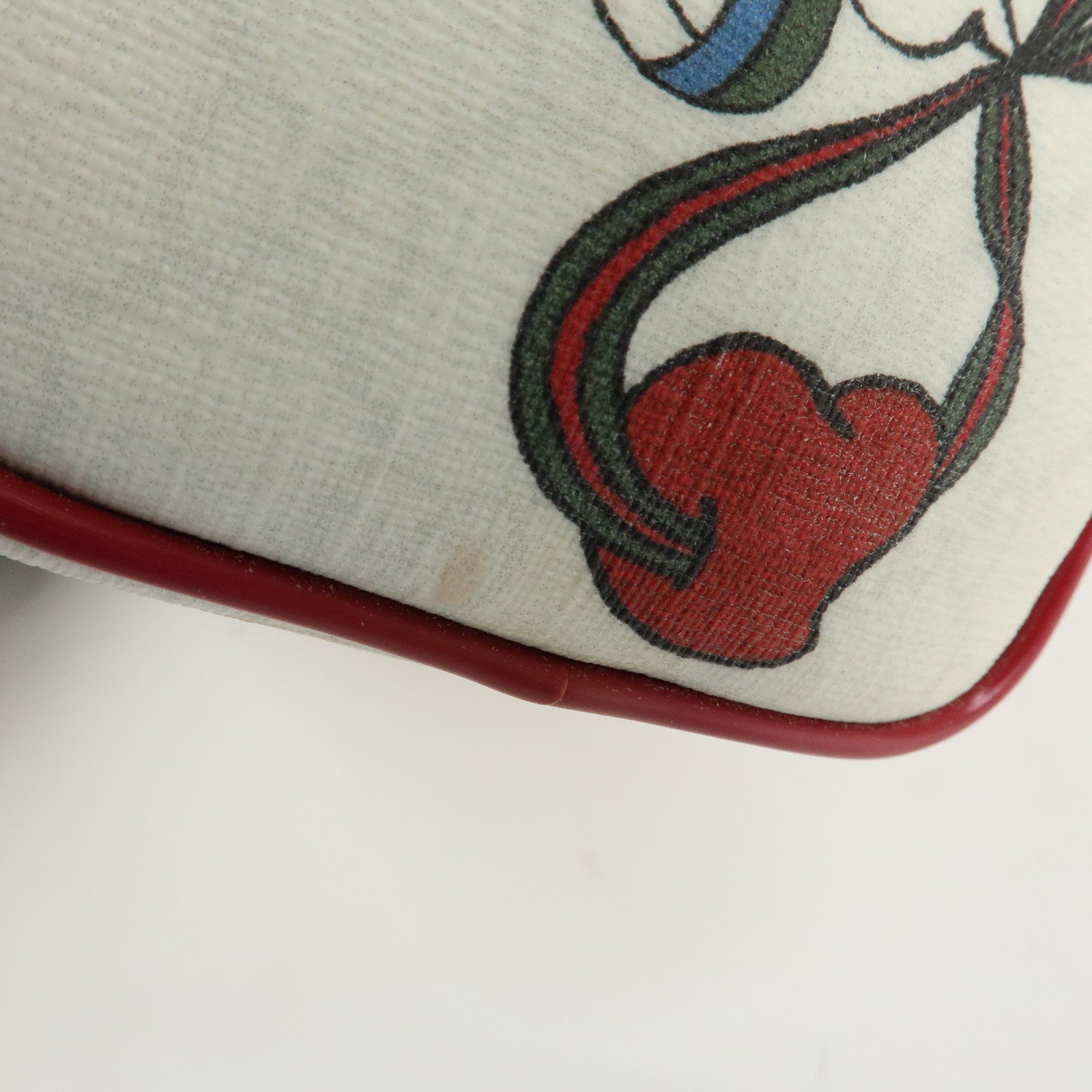 GUCCI Joyline GG Supreme Leather Mini Boston Bag White Red 190257 Used