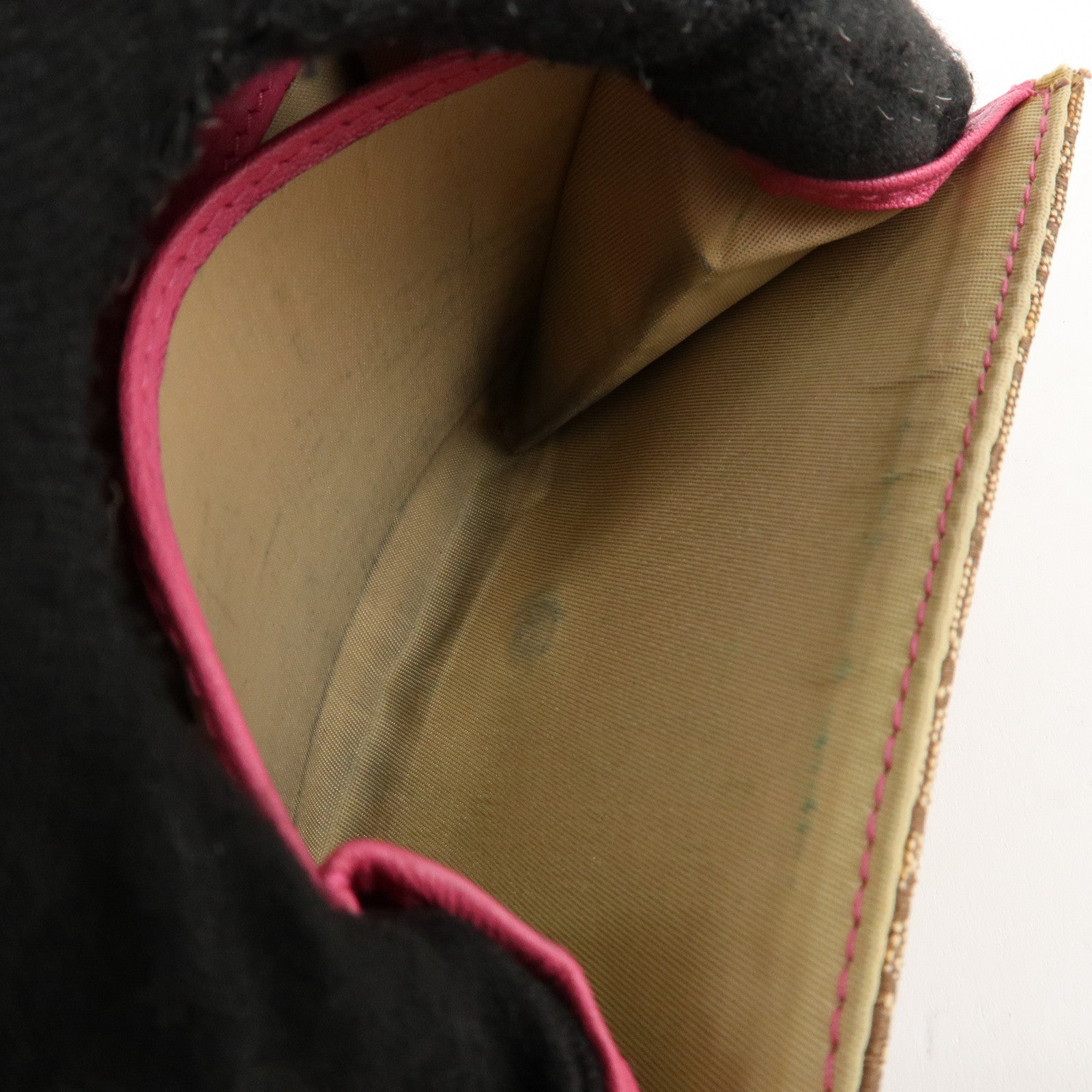 Christian Dior Street Chic Trotter Canvas Leather W Hook Wallet Pink Used