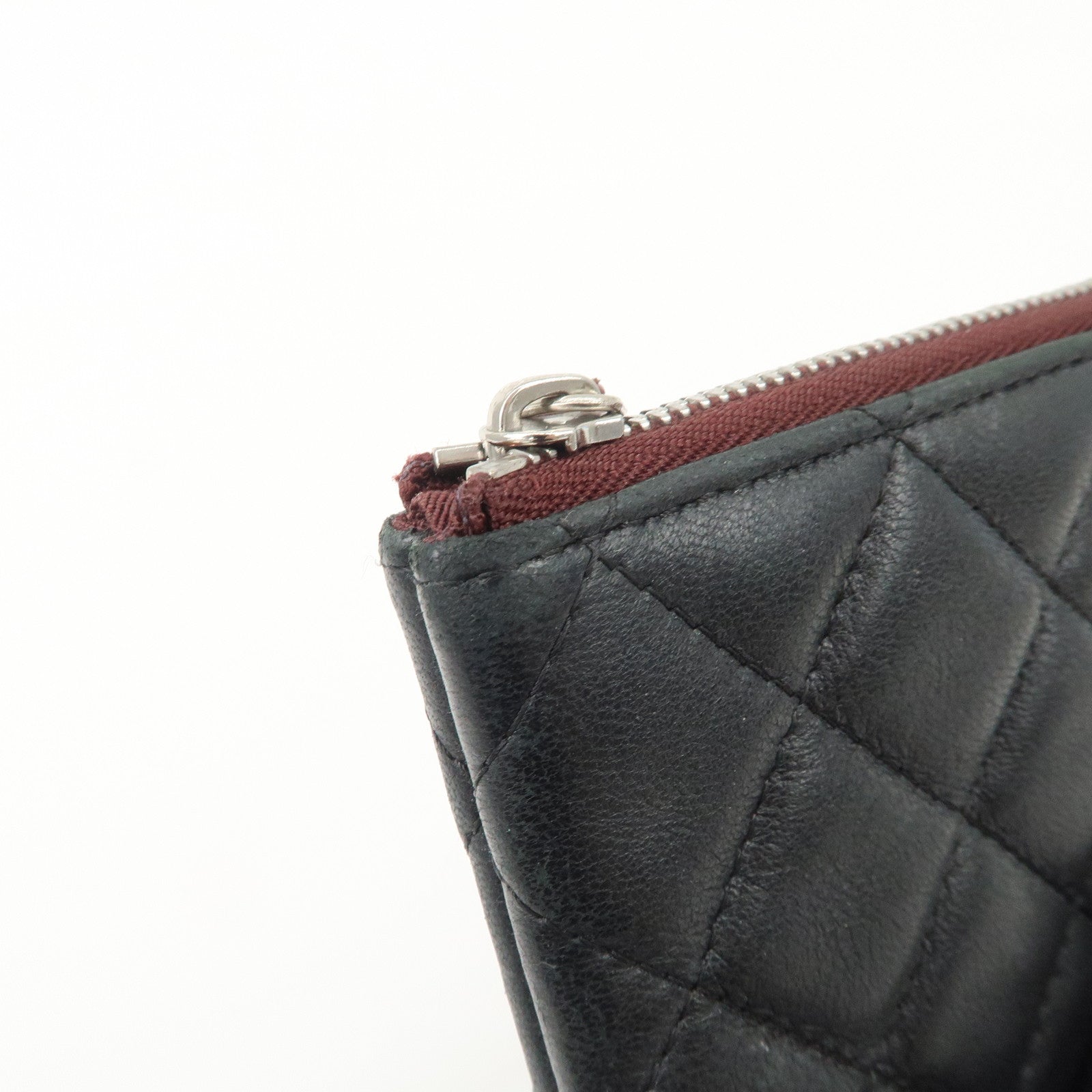 CHANEL Matelasse Caviarskin COCO Mark Coin Case Mini Pouch Black Silver Used