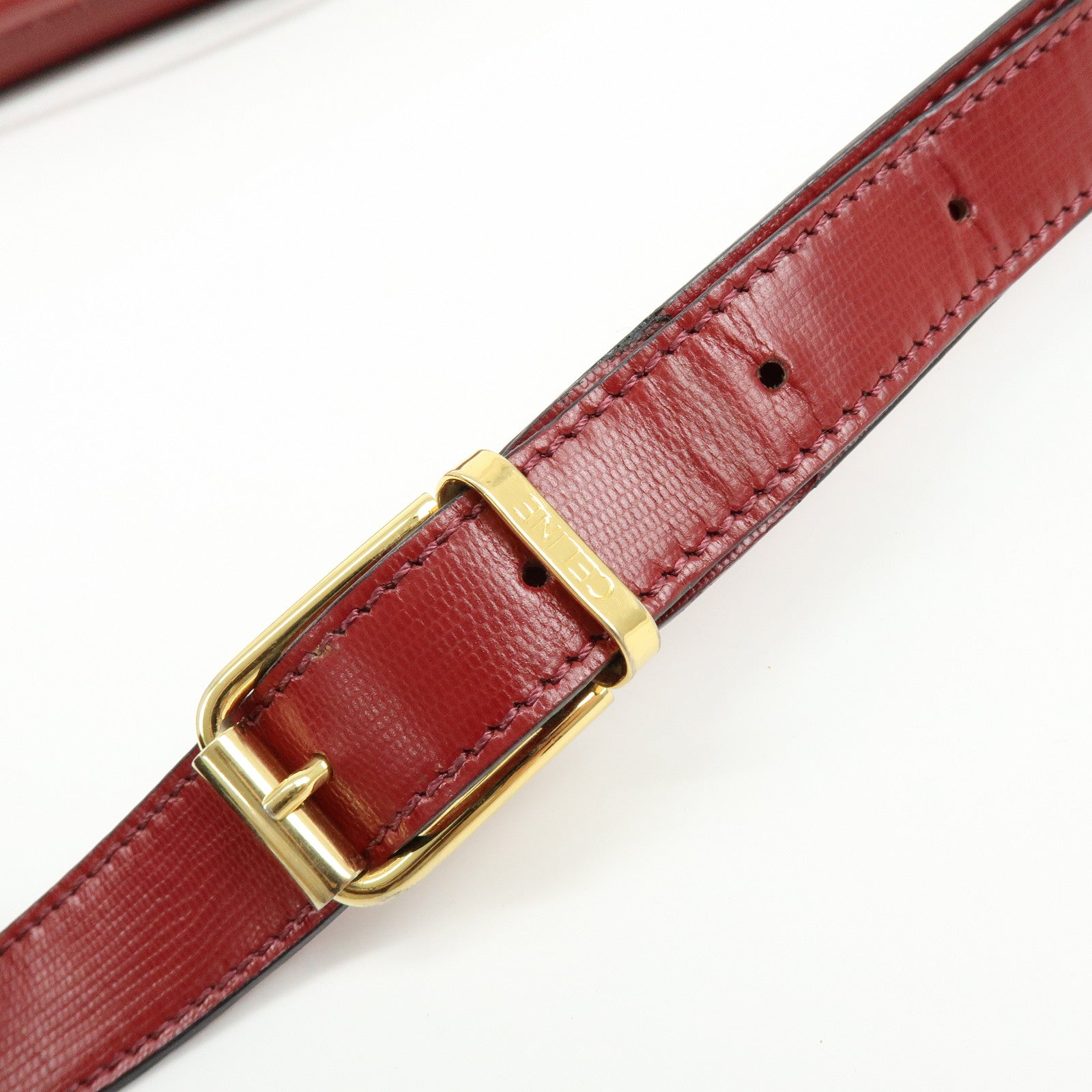 CELINE Leather 2WAY Bag Shoulder Bag Hand Bag Red