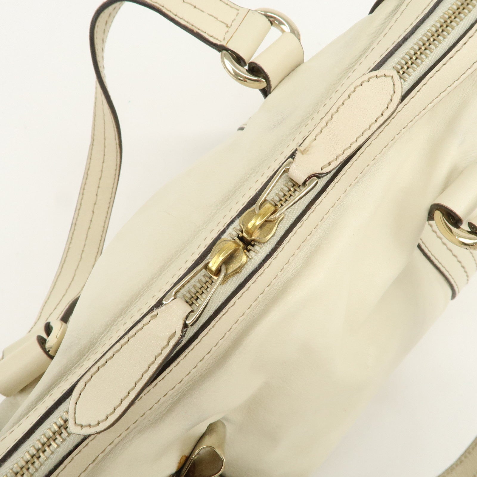 GUCCI Historia Interlocking G Leather Mini Boston Bag Ivory 181487