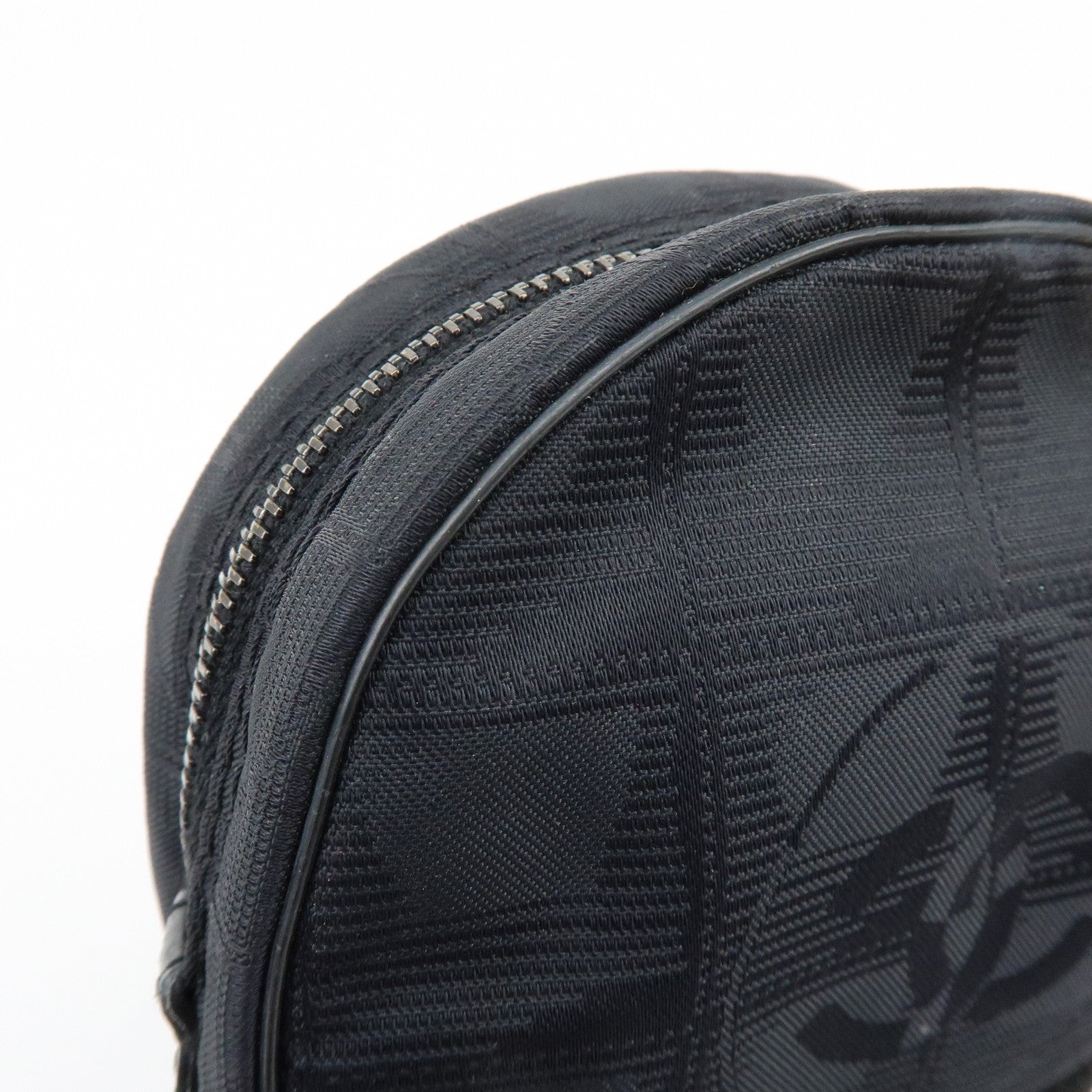 CHANEL New Travel Line Nylon Jacquard Leather Cosmetic Pouch Black