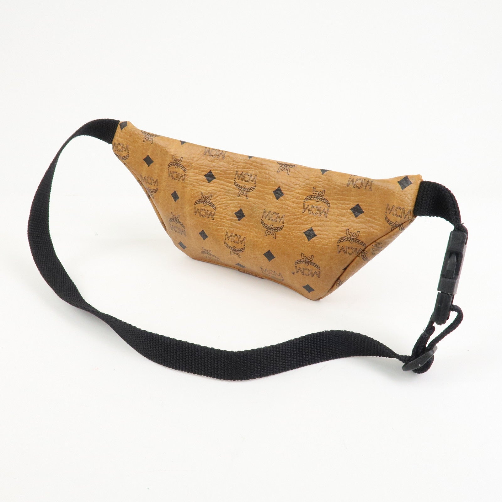 MCM Visetos Logo Leather Waist Bag Waist Pouch Crossbody Bag Brown