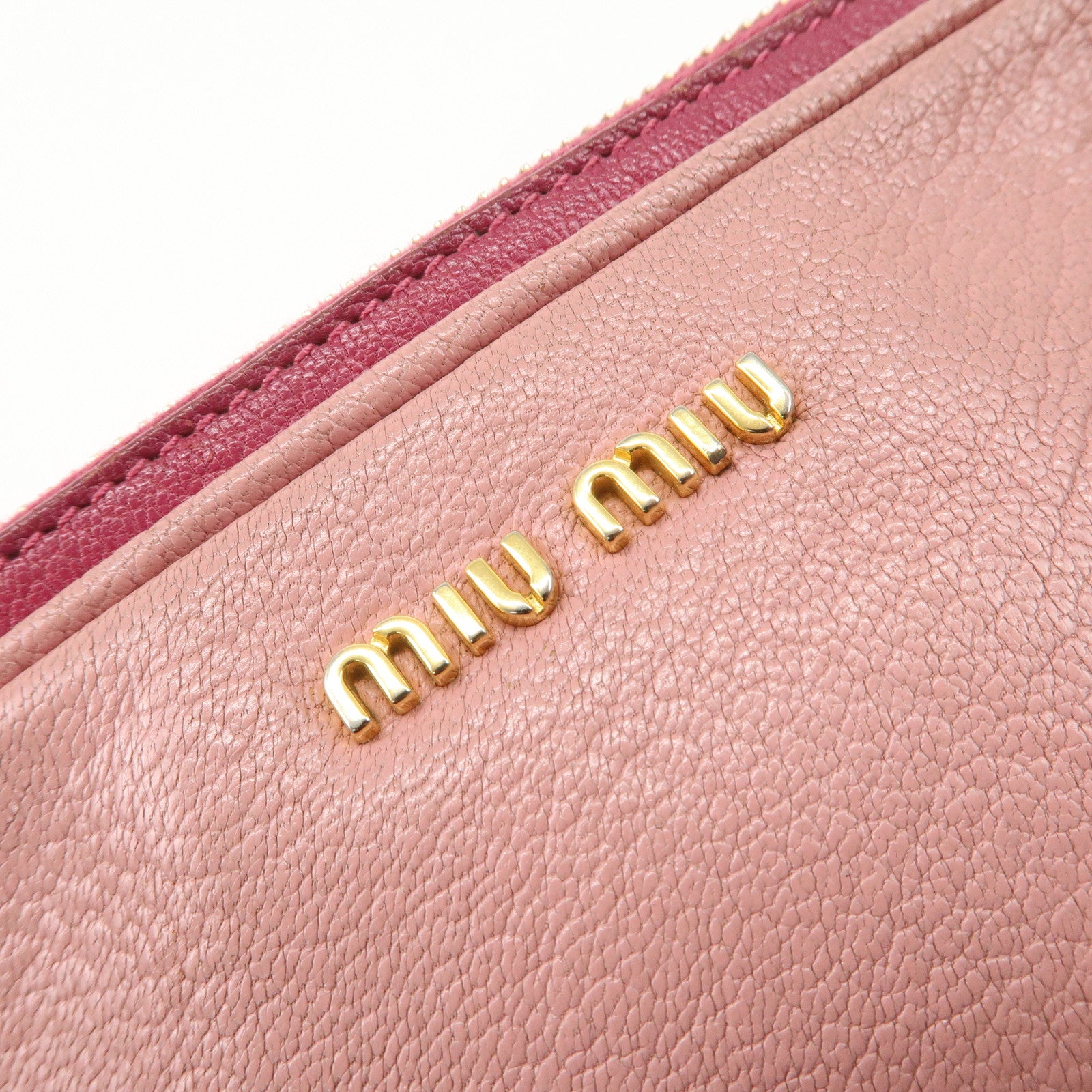 MIU MIU MADRAS BICOLORE Leather Shoulder Bag Crossbody Bag Pink Used